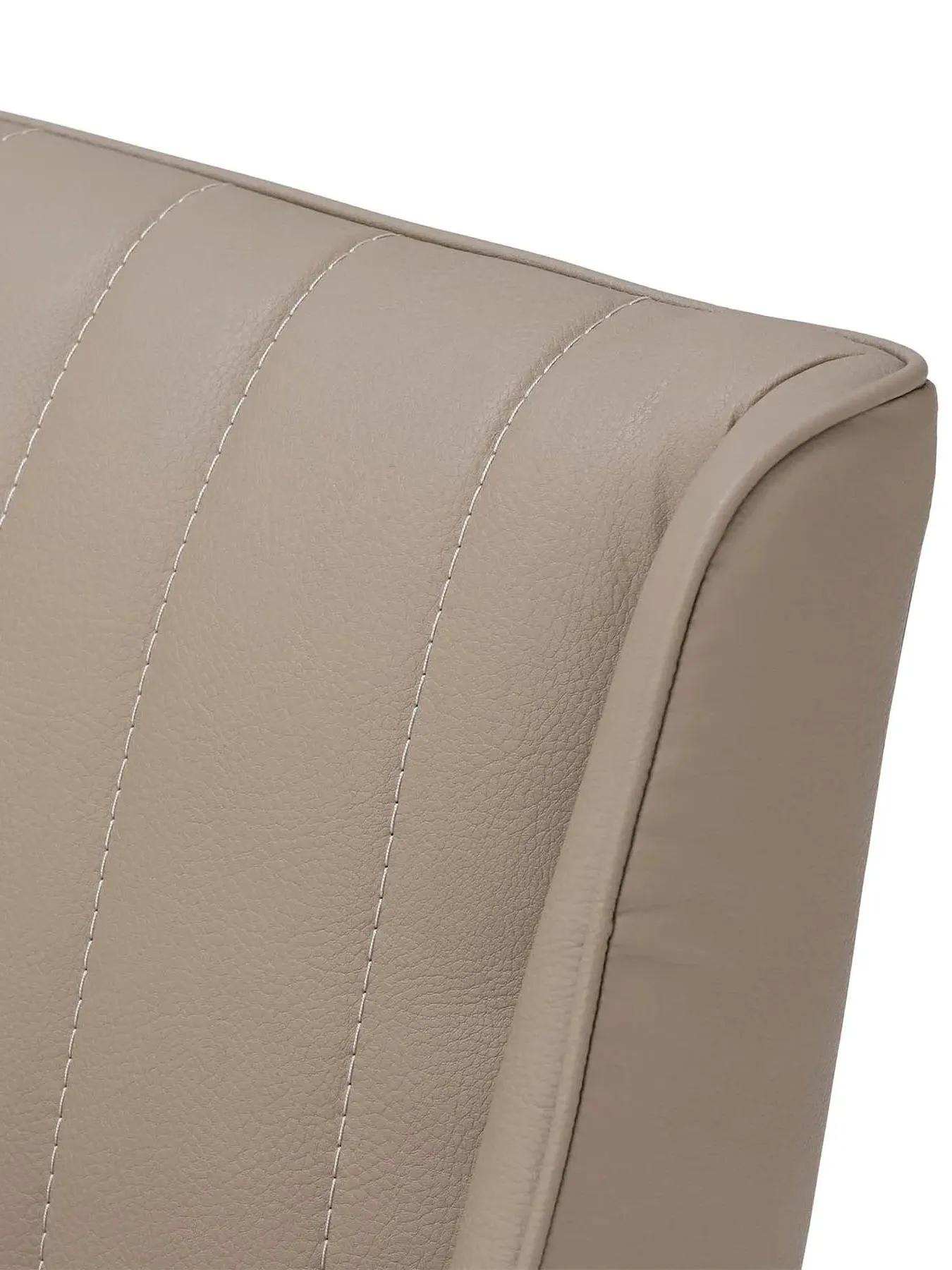 Left Corner Bench with Stitching - Taupe, Leather