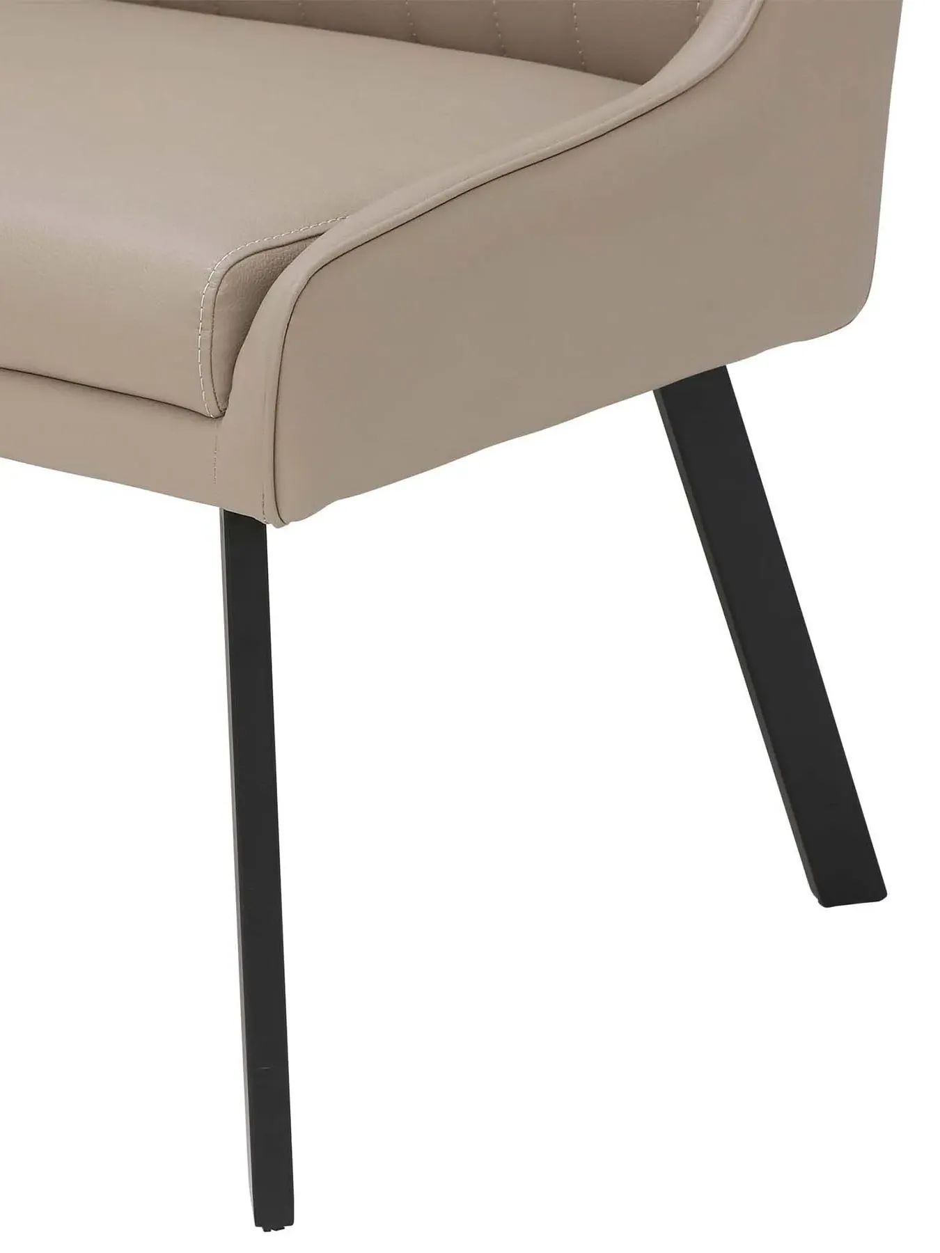 Left Corner Bench with Stitching - Taupe, Leather