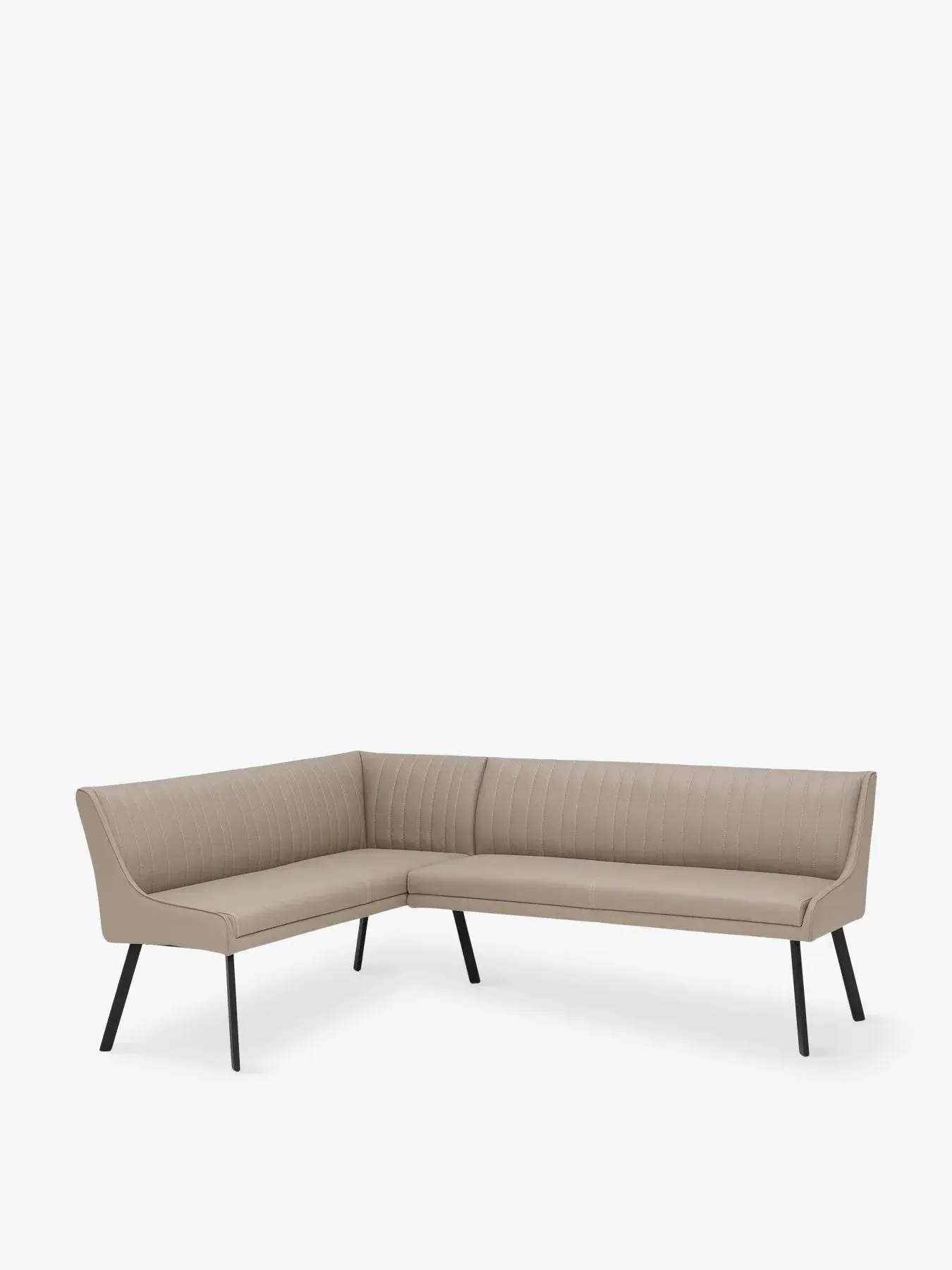 Left Corner Bench with Stitching - Taupe, Leather image