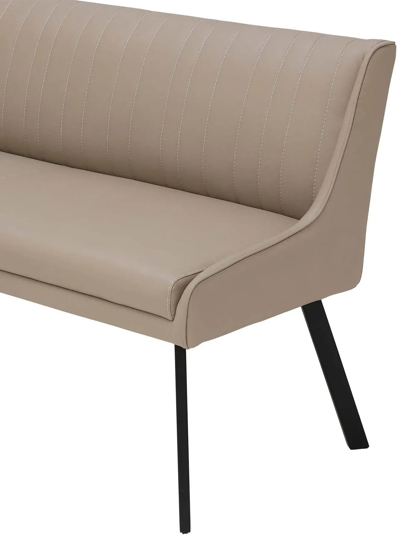 Left Corner Dining Set with Bench - Taupe, Leather