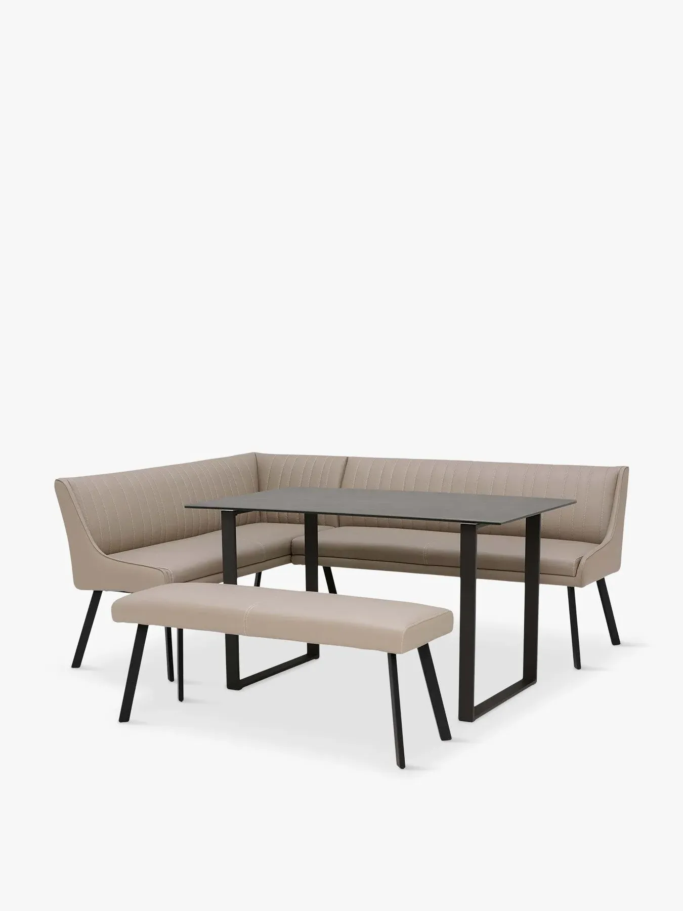 Left Corner Dining Set with Bench - Taupe, Leather image