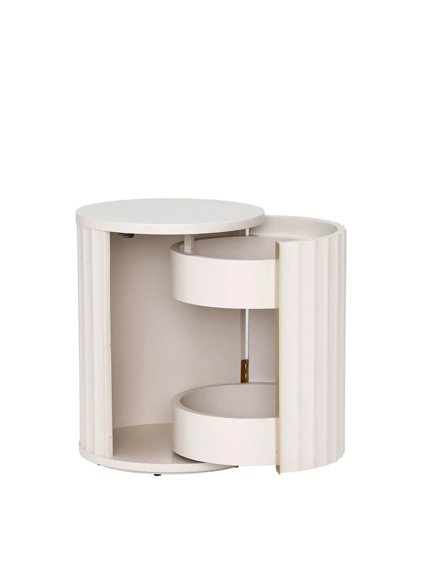 Left Hand Bedside Table - White, Mahogany