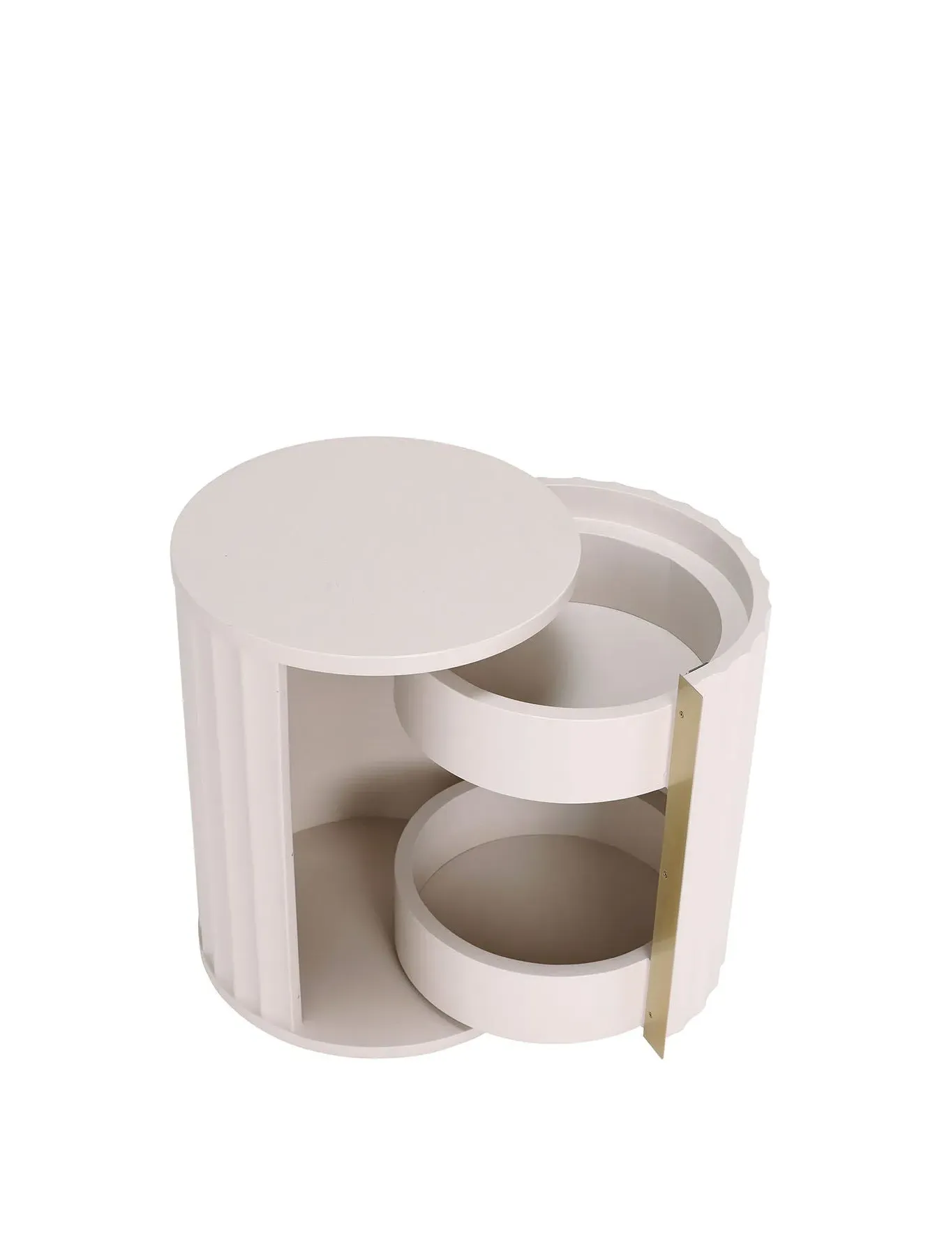 Left Hand Bedside Table - White, Mahogany