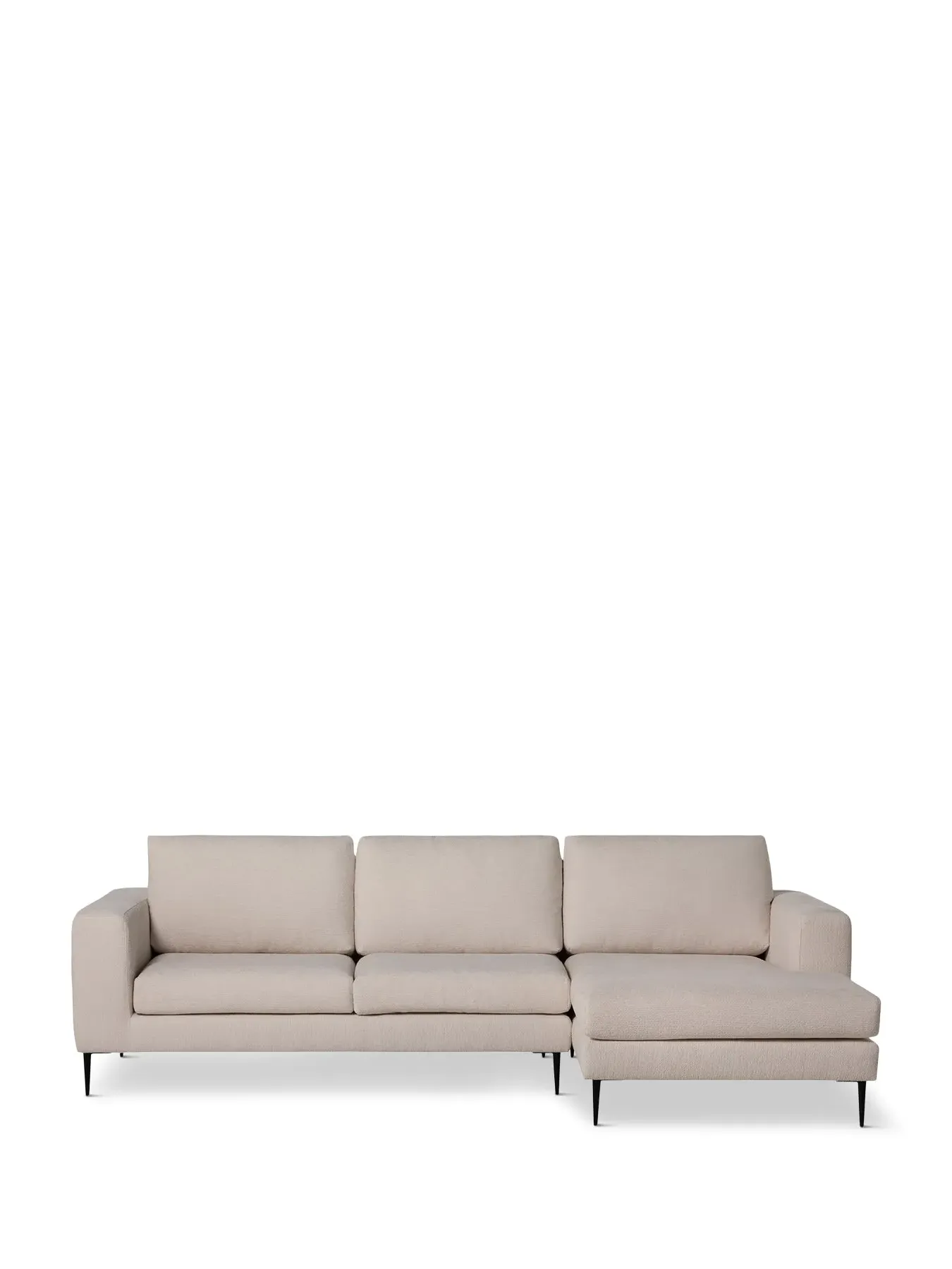 Left Hand Chaise Sofa with Steel Legs - Neutral