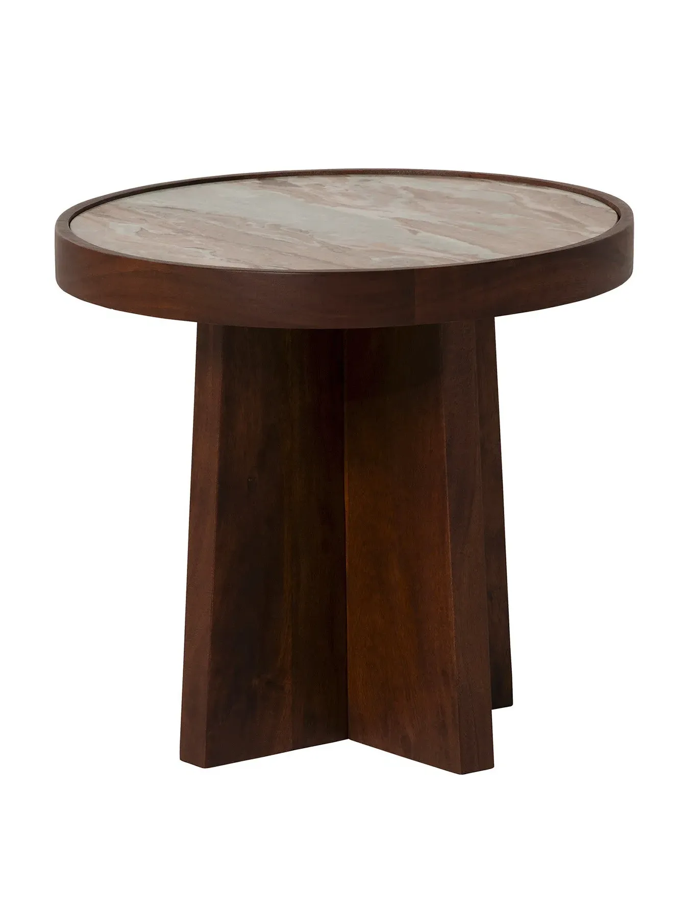 Nest of 3 Tables with Marble Top - Brown, Acacia
