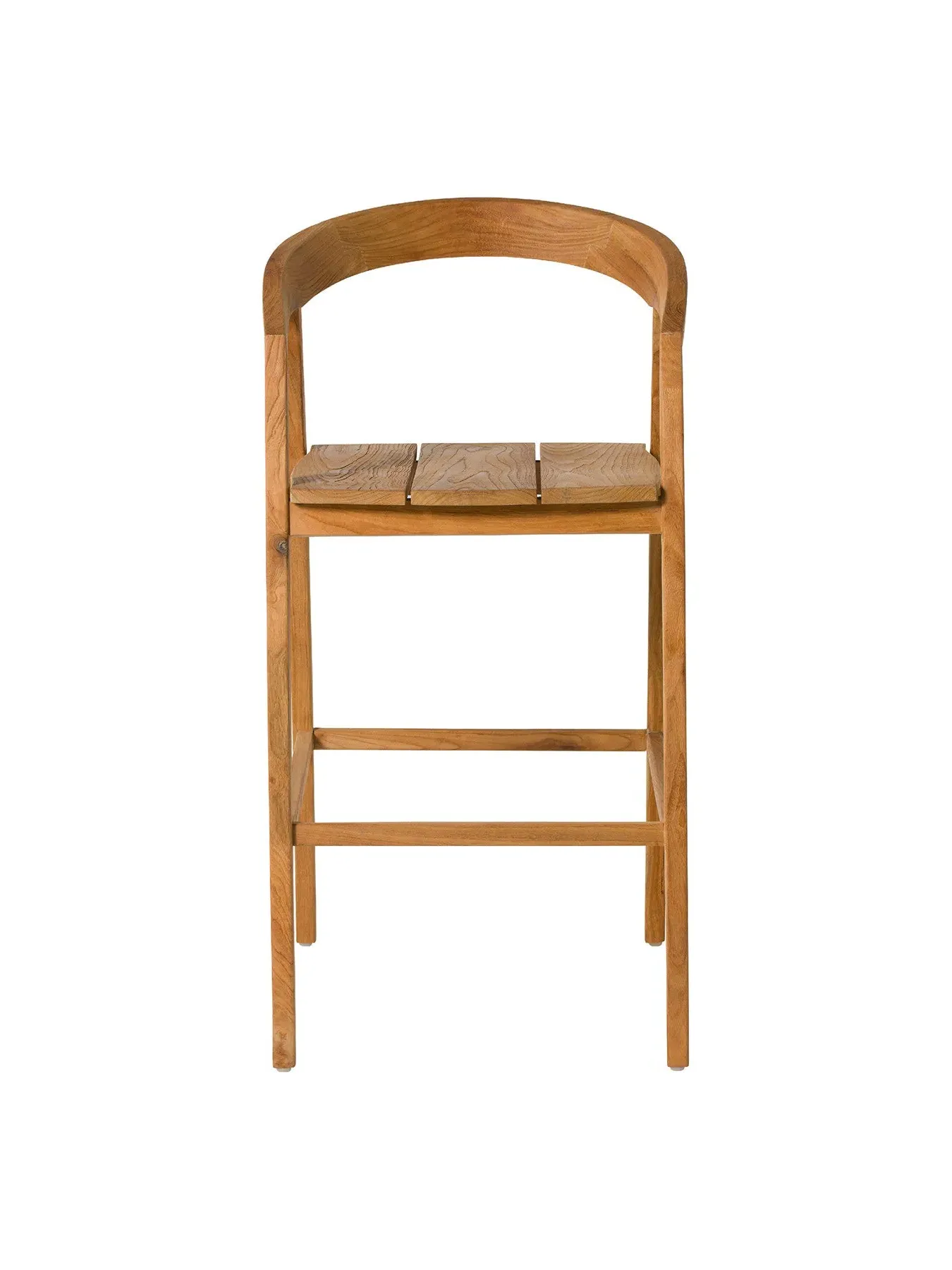 Open Back Barstool with Arms - Brown, Teak Wood