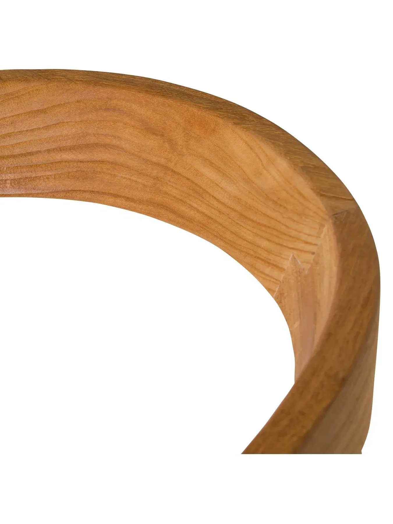 Open Back Barstool with Arms - Brown, Teak Wood