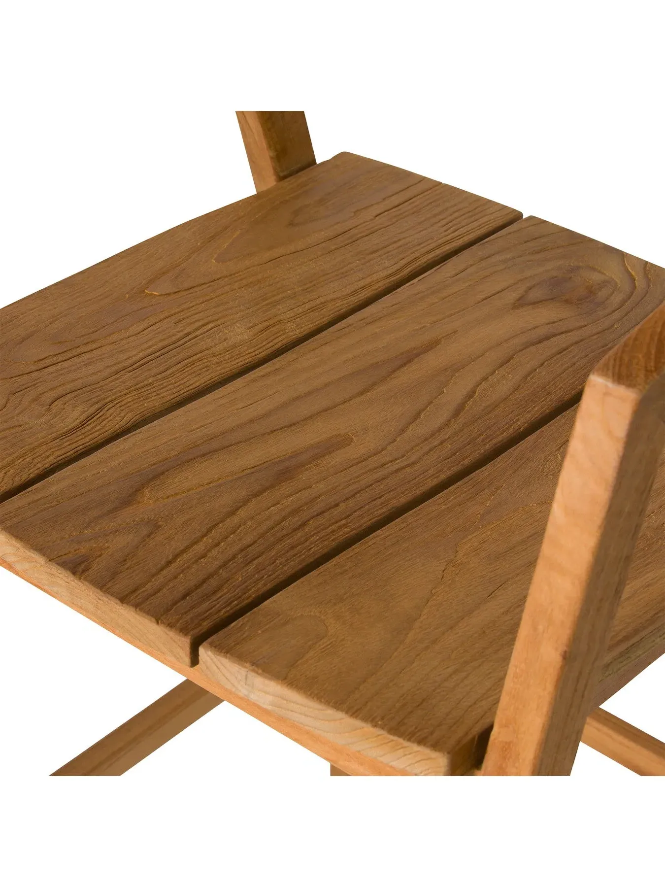 Open Back Barstool with Arms - Brown, Teak Wood