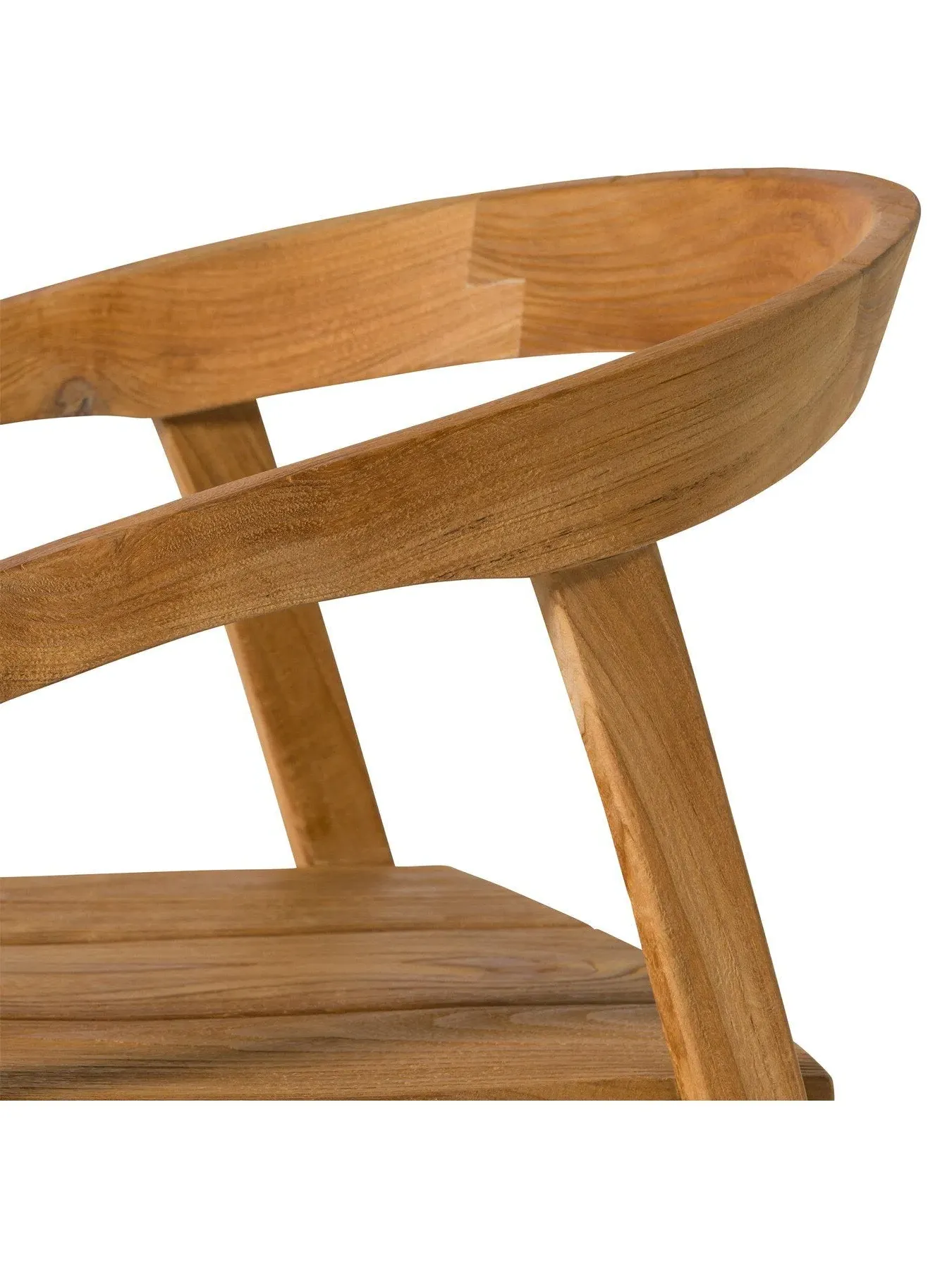 Open Back Barstool with Arms - Brown, Teak Wood