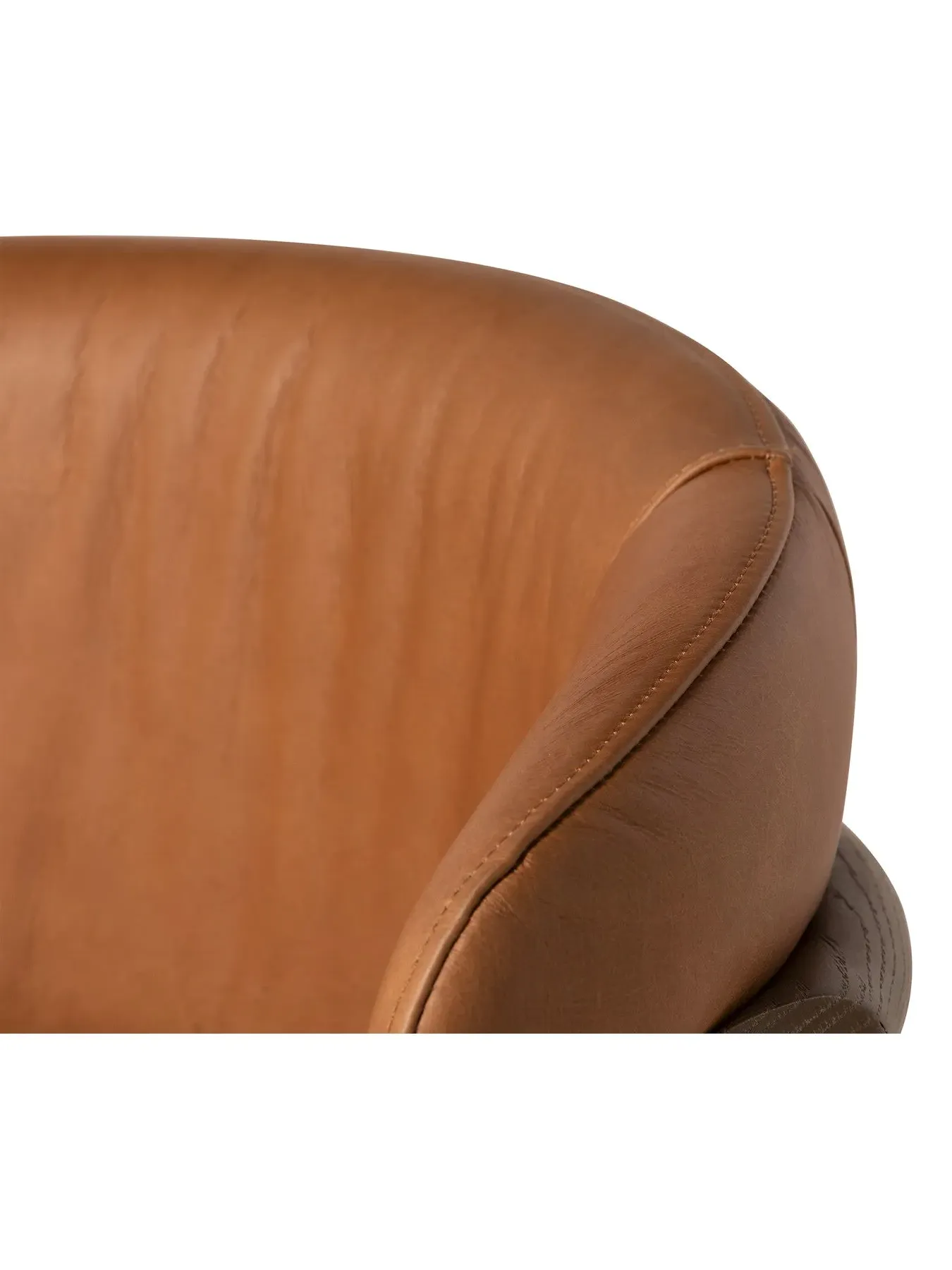 Open Back Curved Dining Chair - Brown, Leather