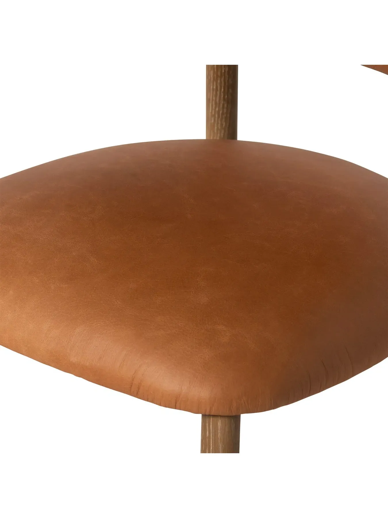 Open Back Curved Dining Chair - Brown, Leather
