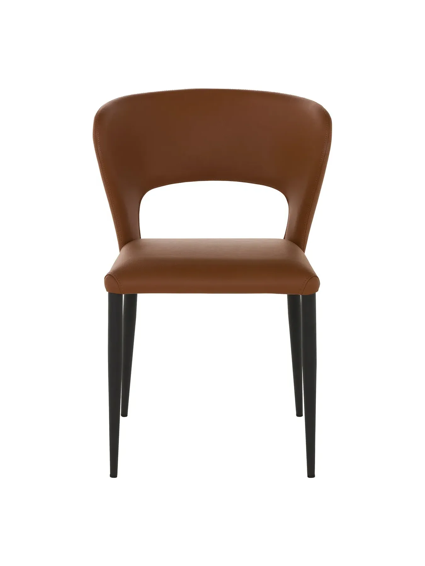 Open Back Dining Chair - Brown, Faux Leather