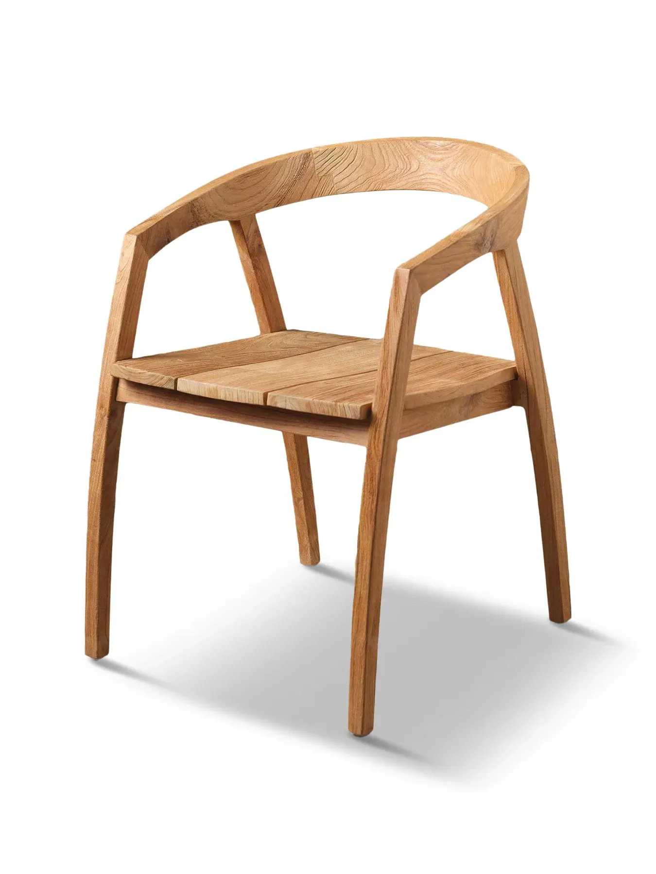 Open Back Dining Chair with Arms - Natural, Teak image