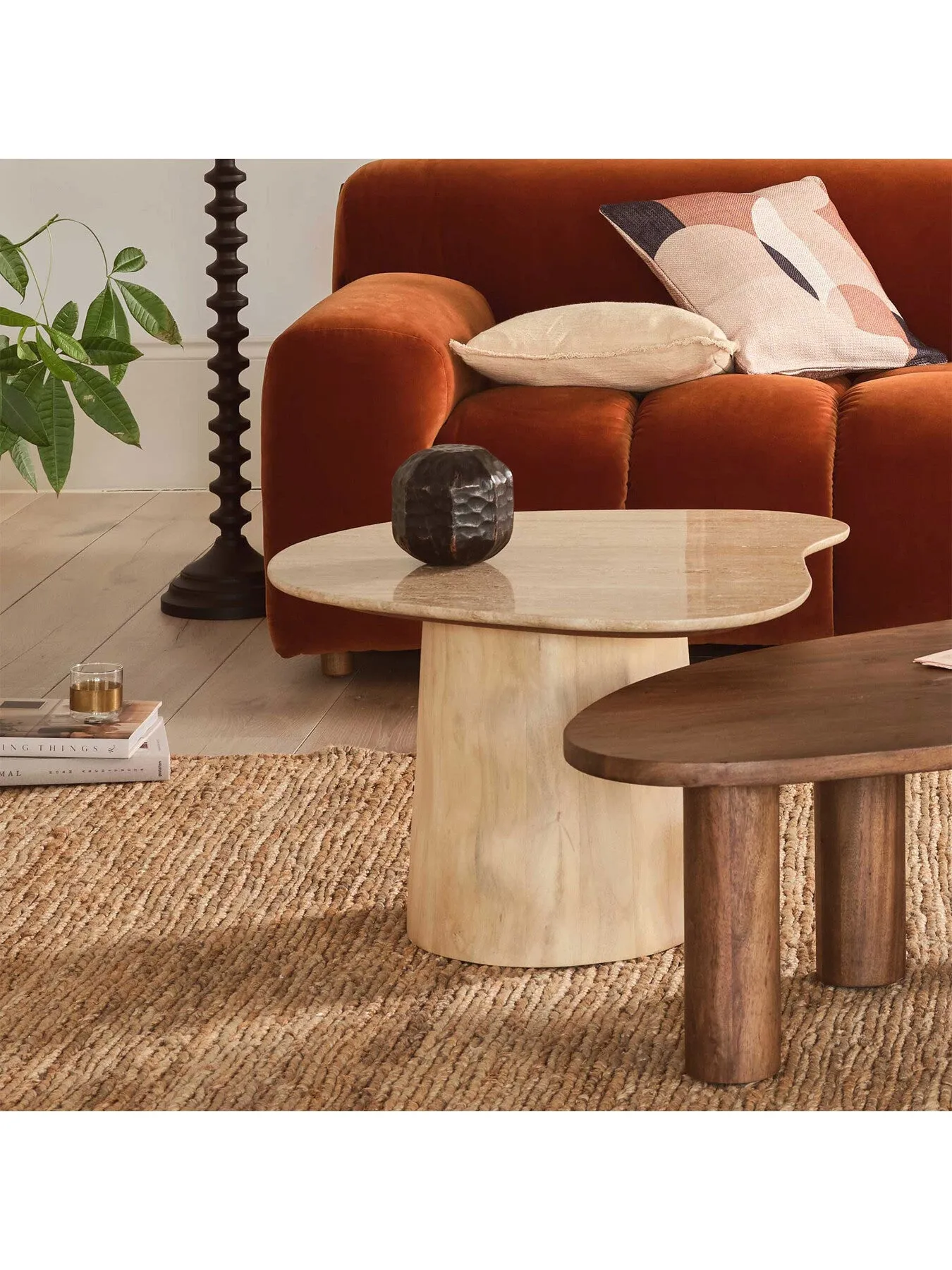 Organic Shape Side Table - Brown, Mango Wood