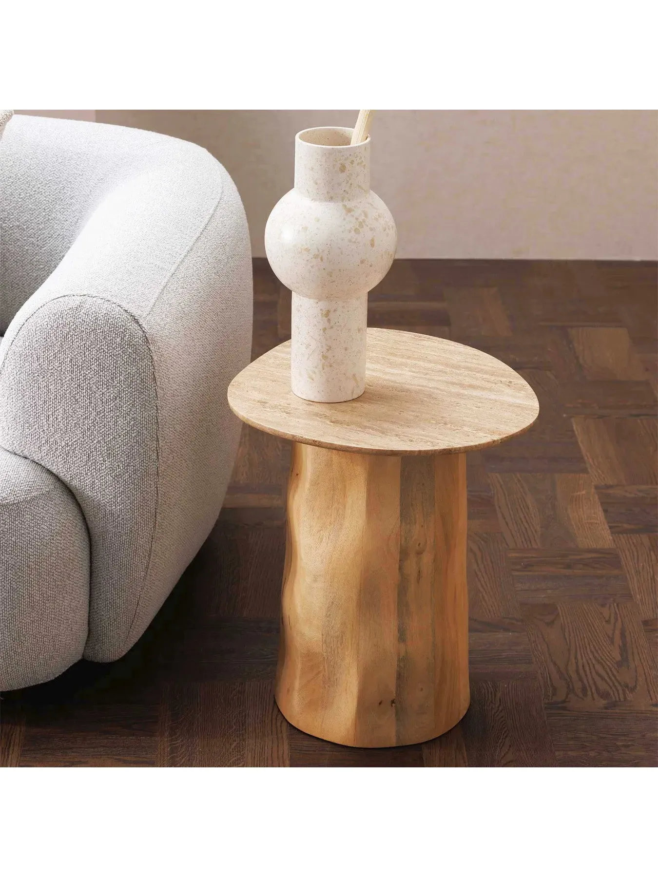 Organic Shape Side Table - Brown, Mango Wood
