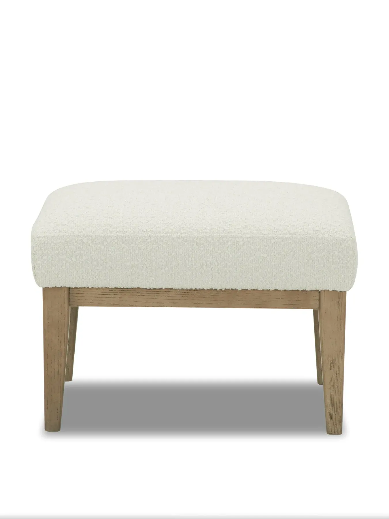Ottoman Footstool - White, Boucle Fabric