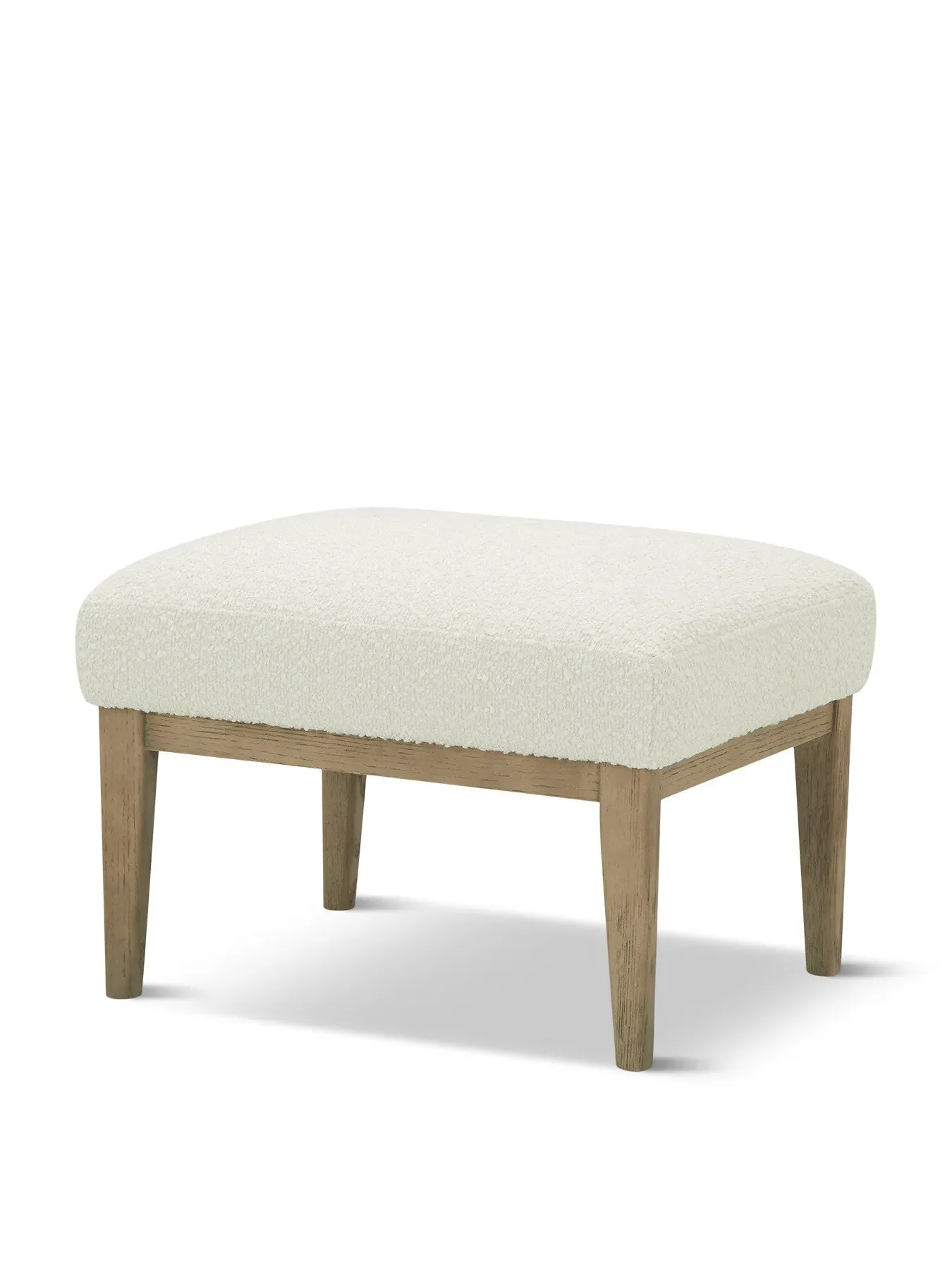 Ottoman Footstool - White, Boucle Fabric image