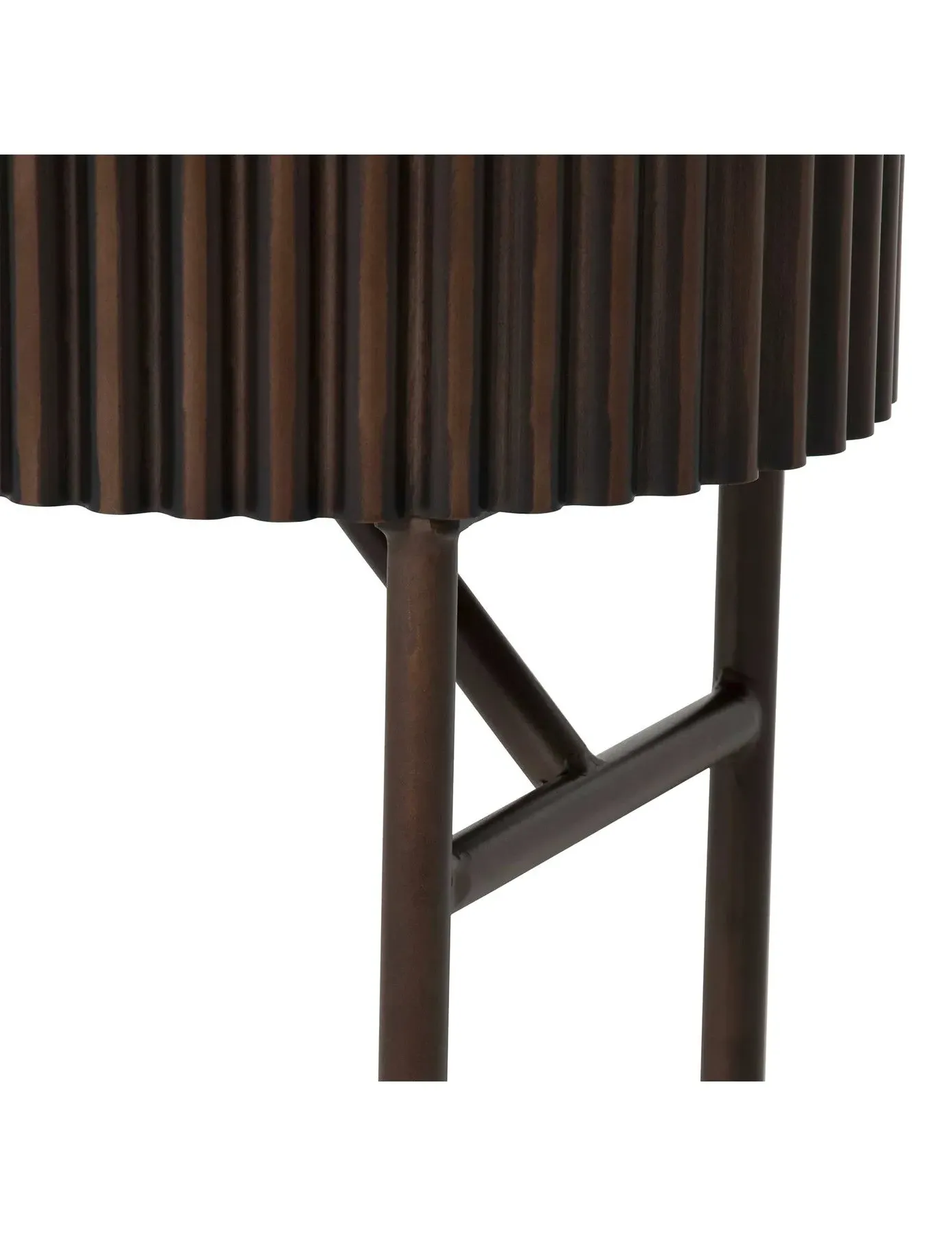 Oval Side Table with Wave Base - Brown, Marble