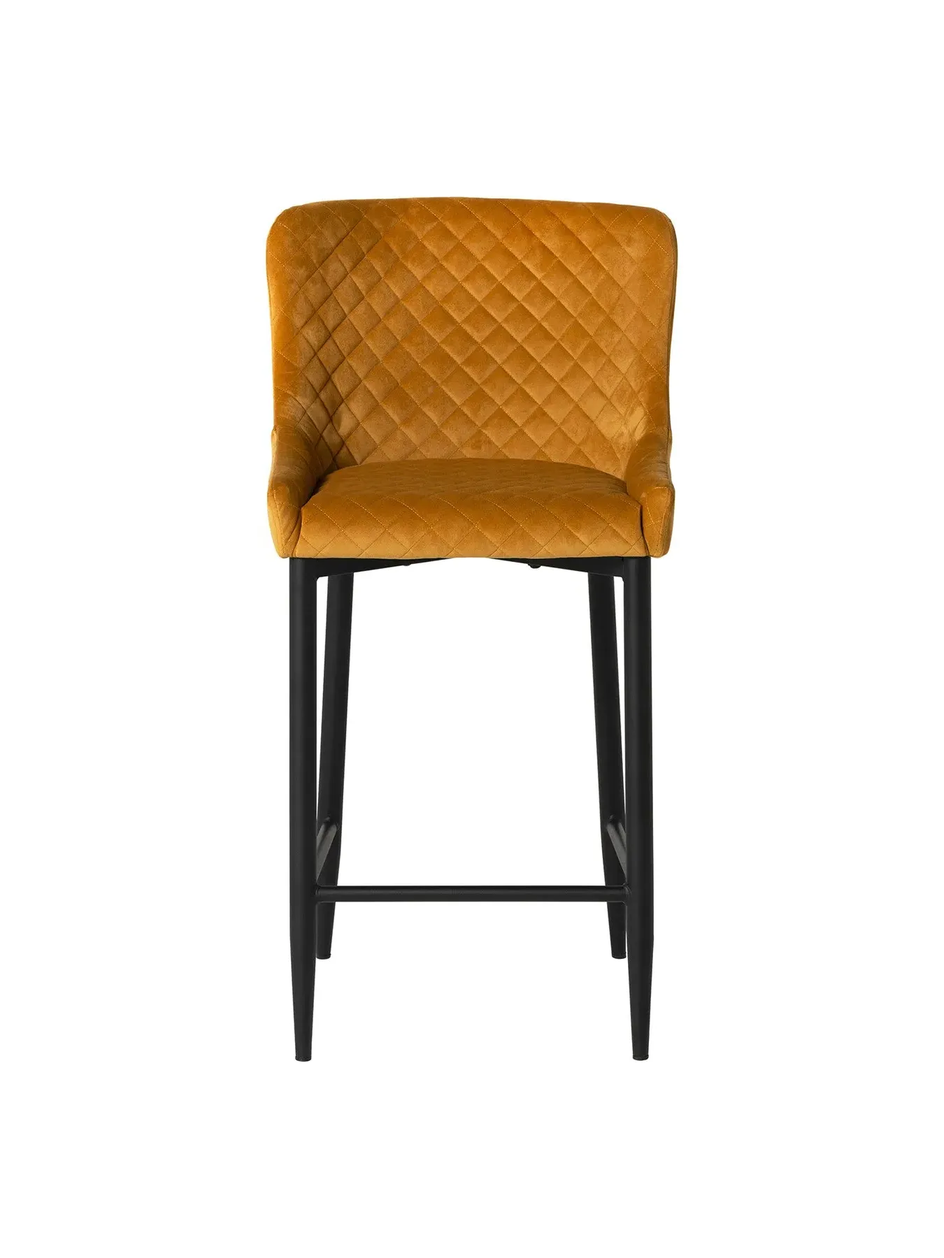 Quilted Counter Stool - Yellow, Velvet