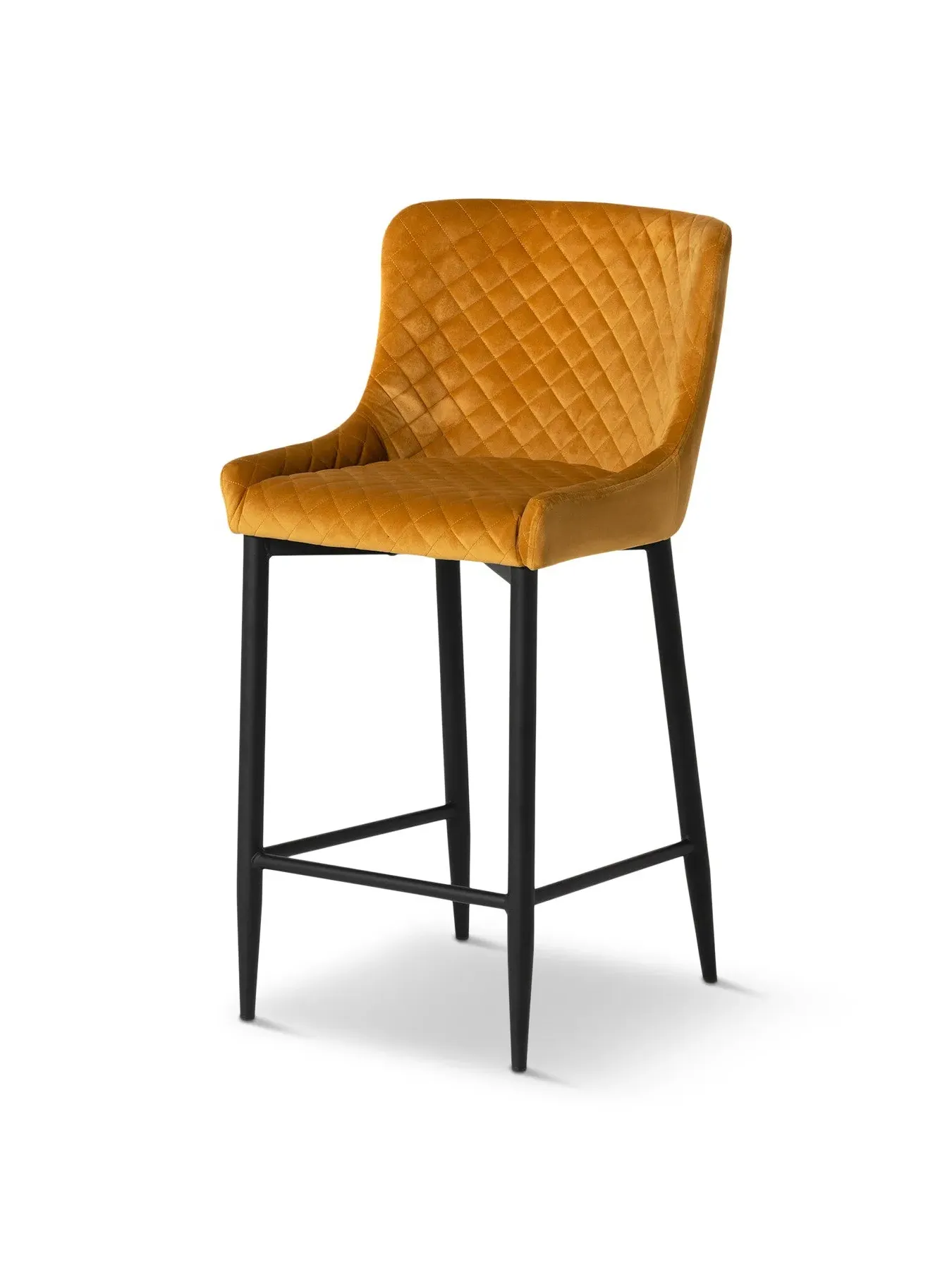 Quilted Counter Stool - Yellow, Velvet image