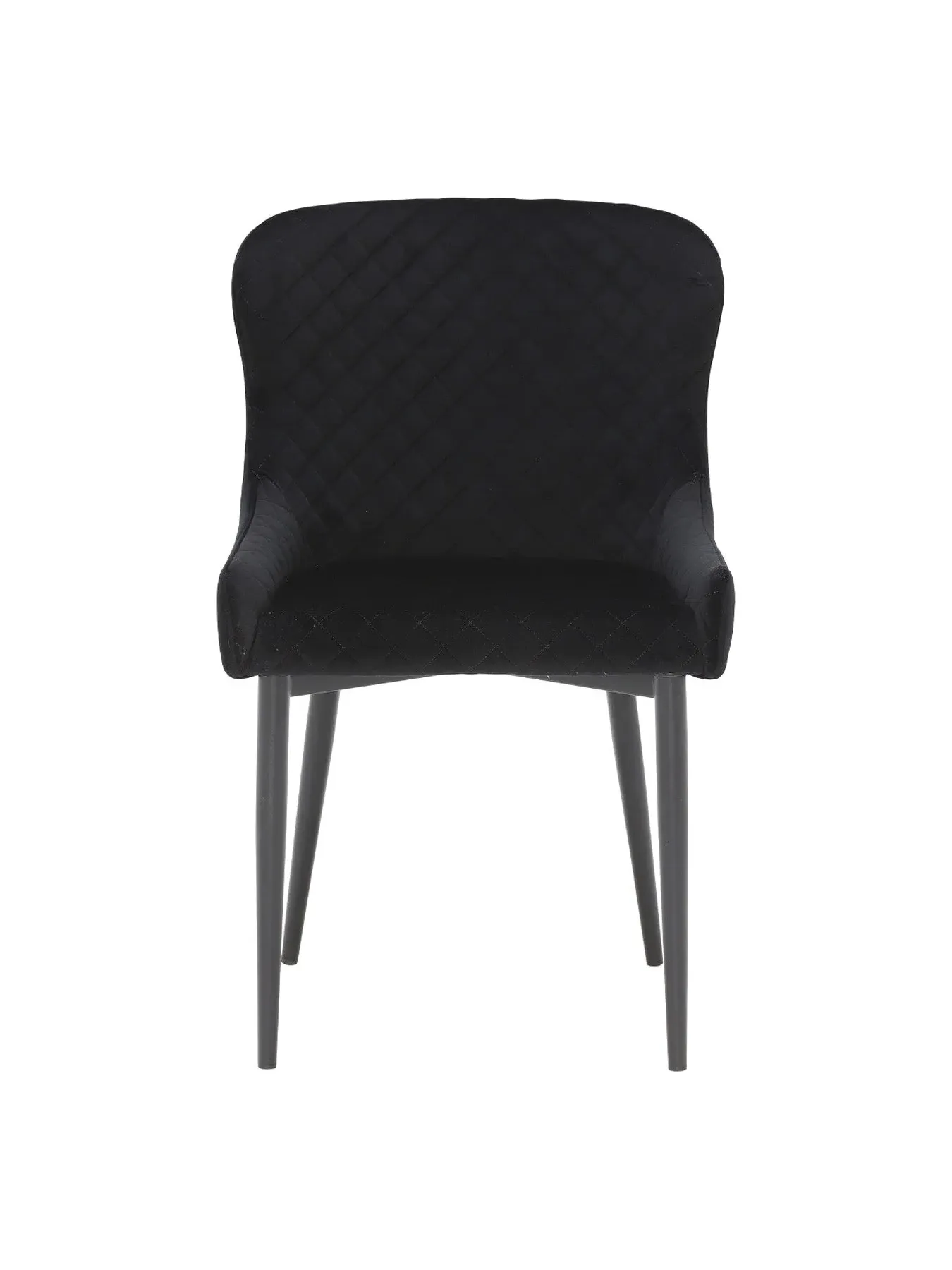 Quilted Dining Chair - Black, Velvet