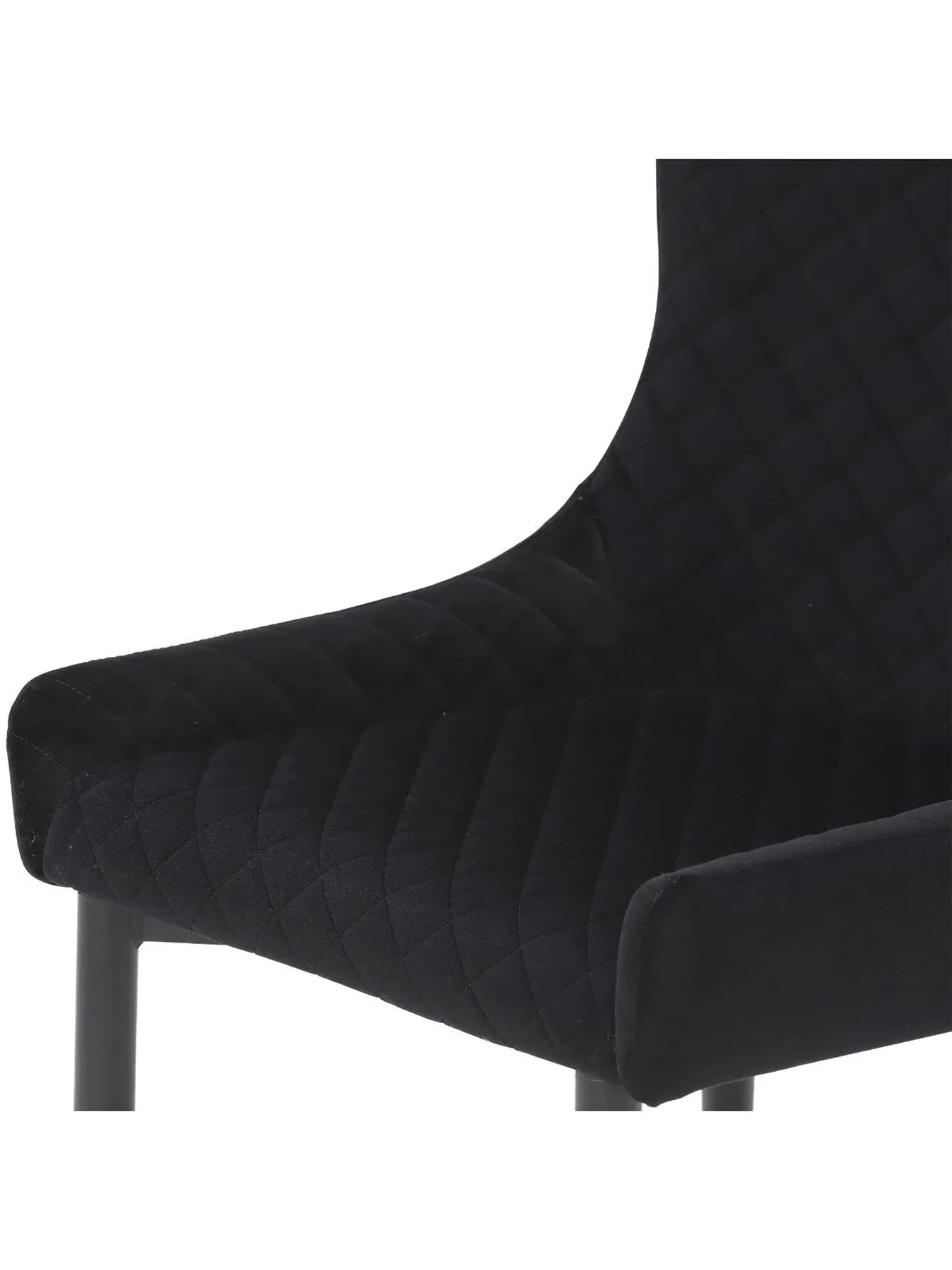Quilted Dining Chair - Black, Velvet