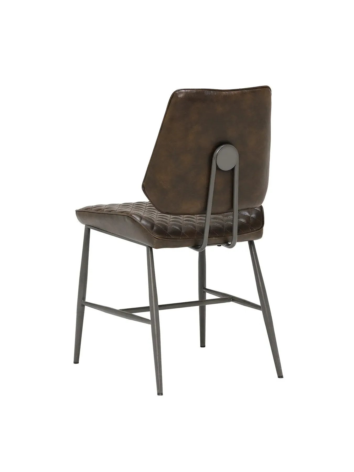 Quilted Dining Chair - Brown, Metal Legs