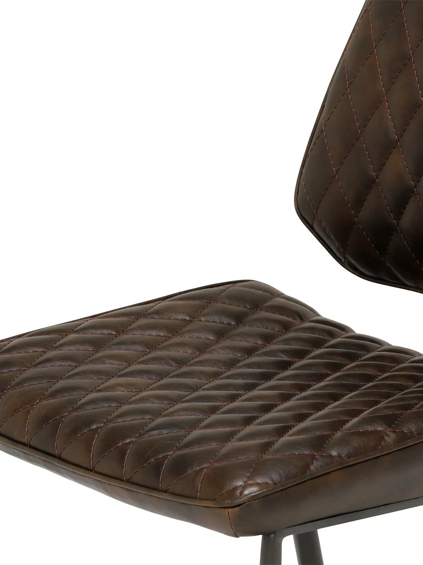Quilted Dining Chair - Brown, Metal Legs