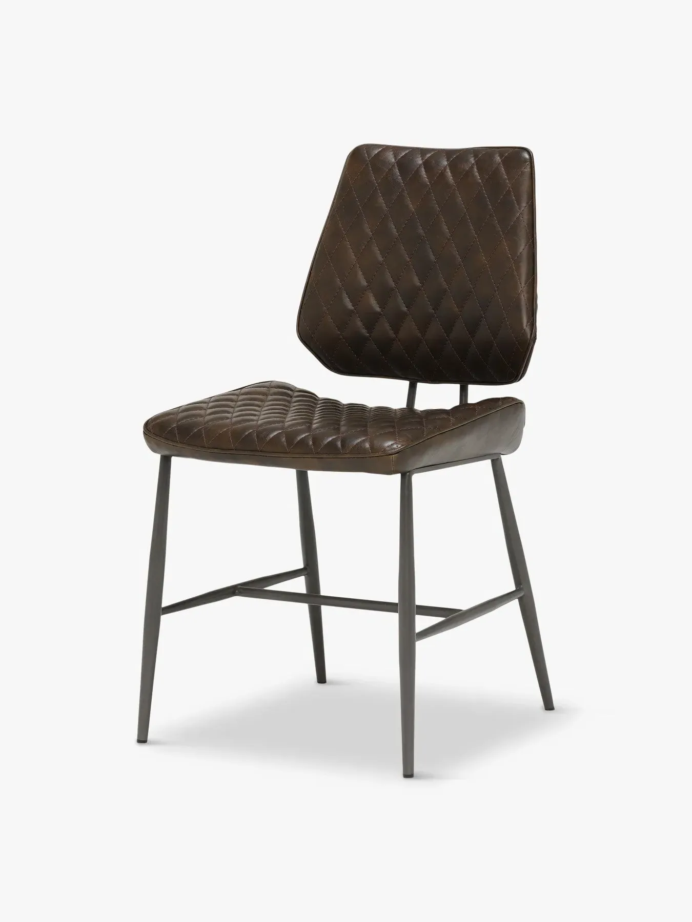Quilted Dining Chair - Brown, Metal Legs image