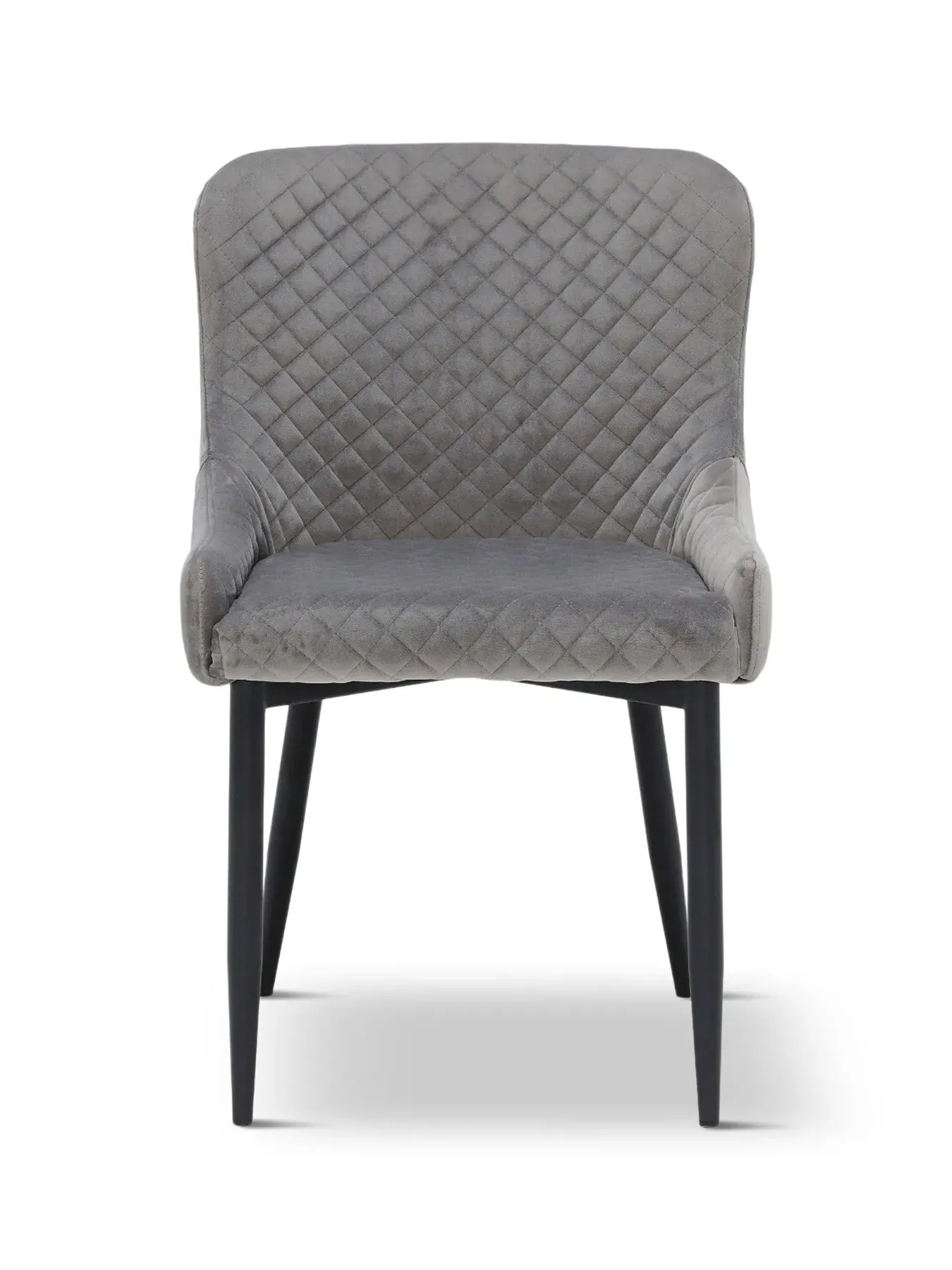 Quilted Dining Chair - Grey, Velvet