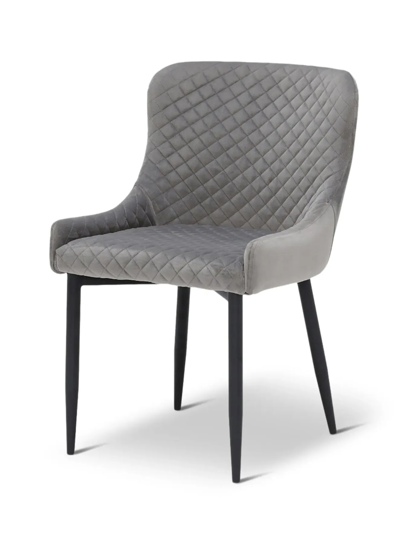 Quilted Dining Chair - Grey, Velvet image