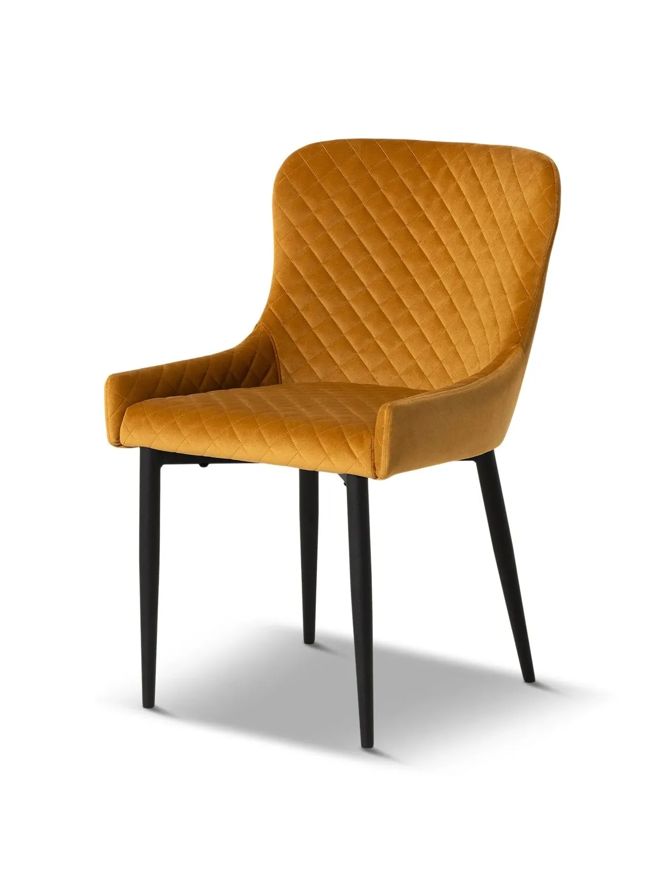 Quilted Dining Chair - Yellow, Velvet image