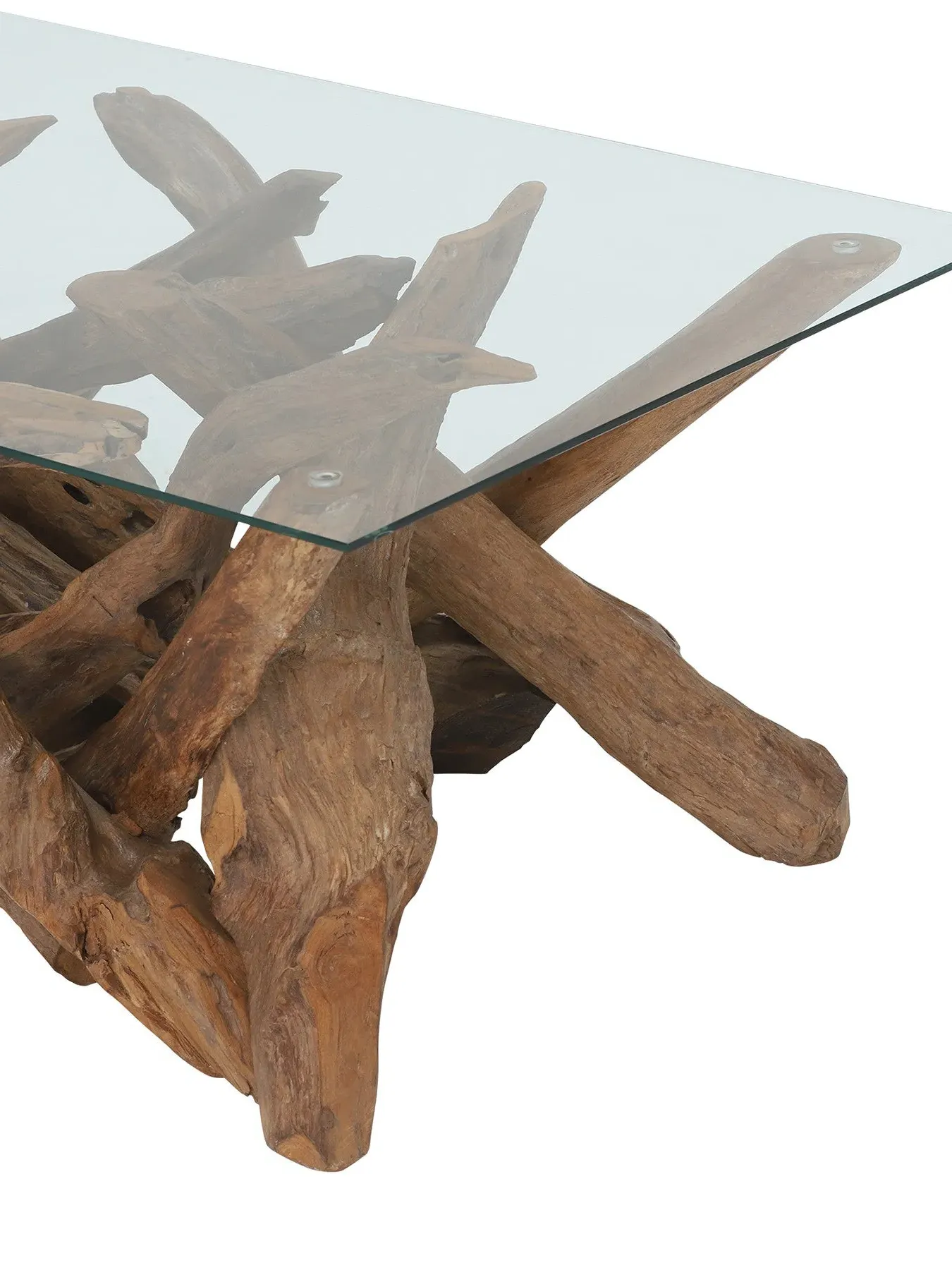 Rectangle Coffee Table with Glass Top - Teak