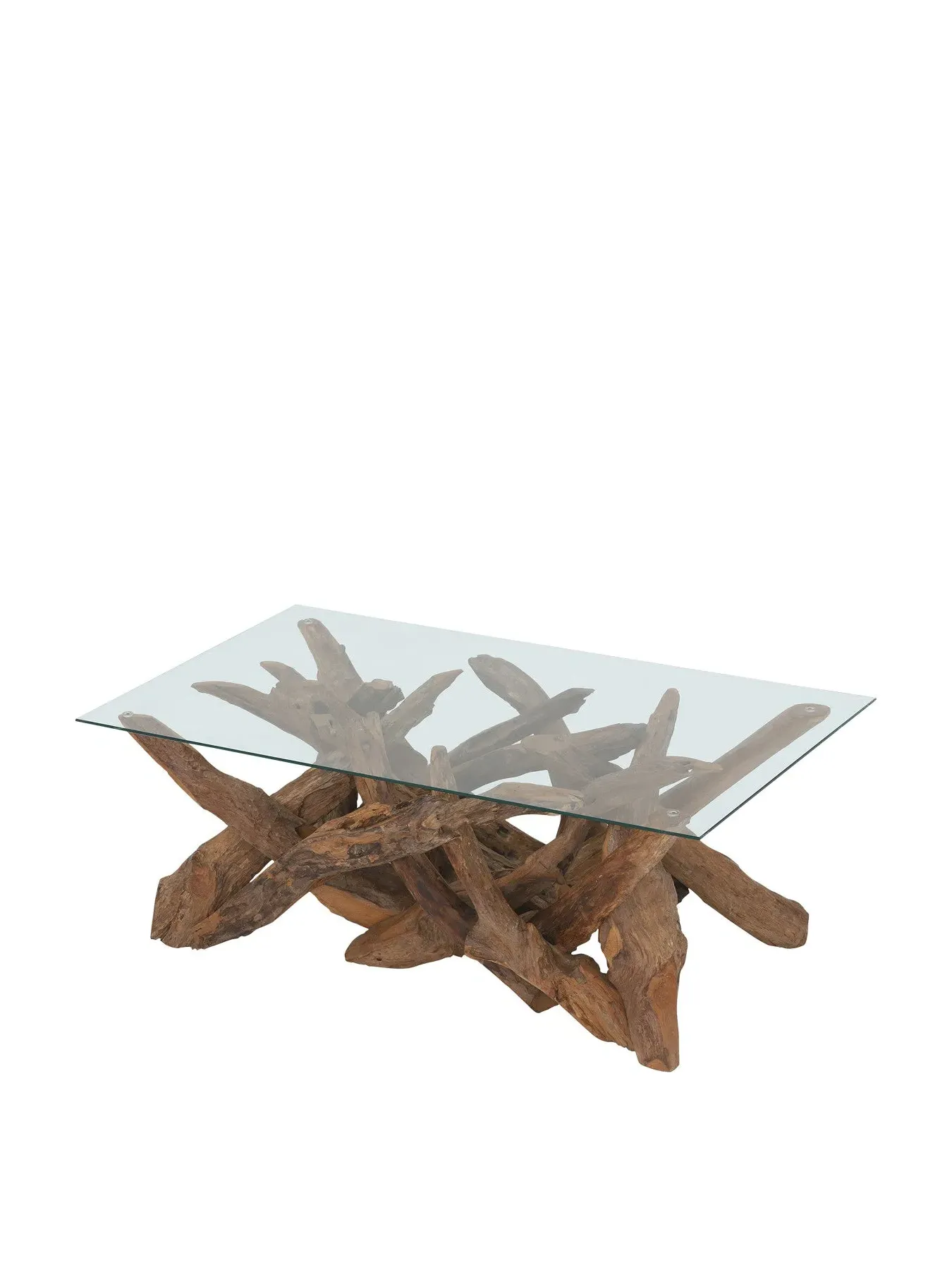 Rectangle Coffee Table with Glass Top - Teak