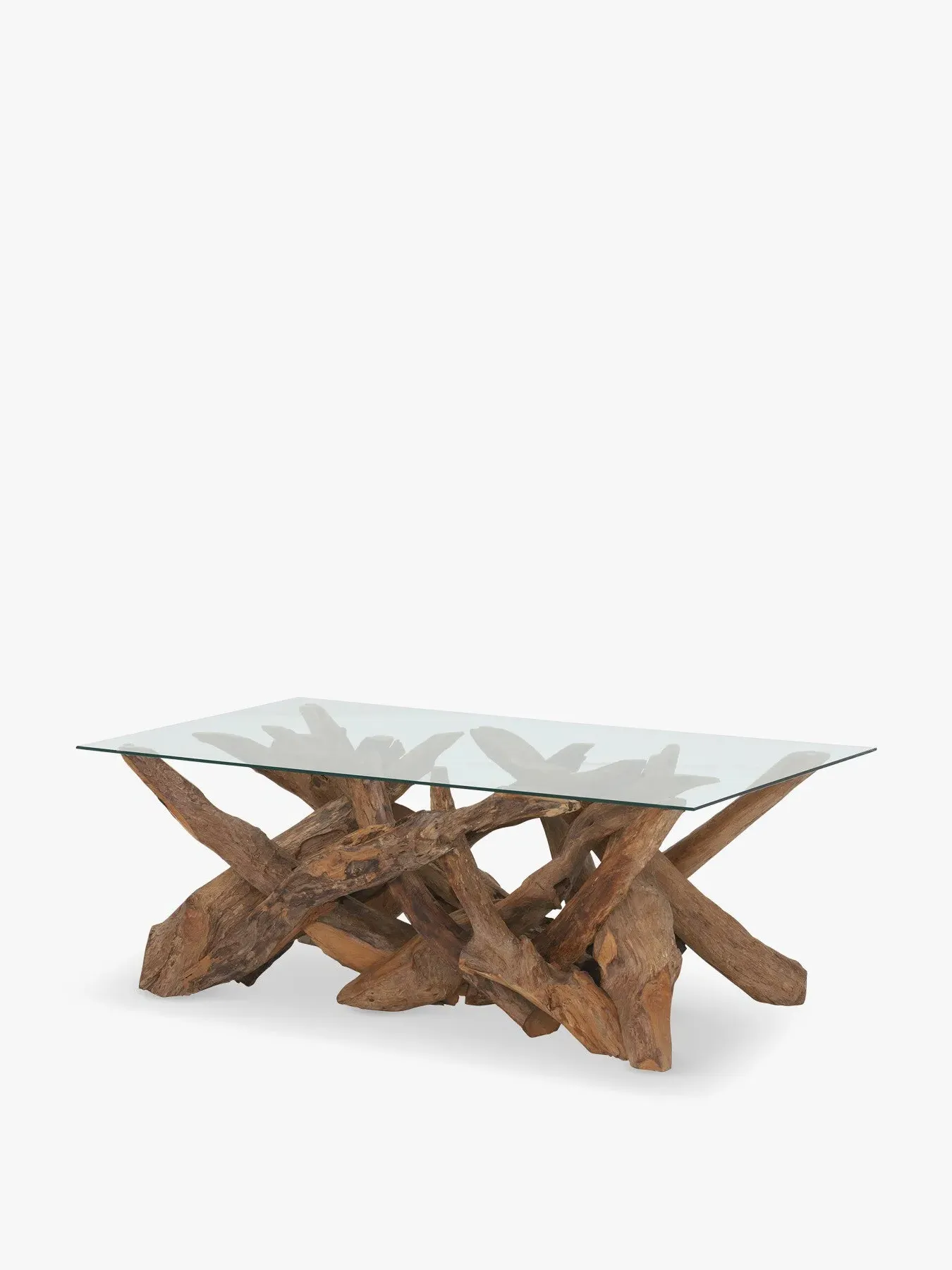 Rectangle Coffee Table with Glass Top - Teak image