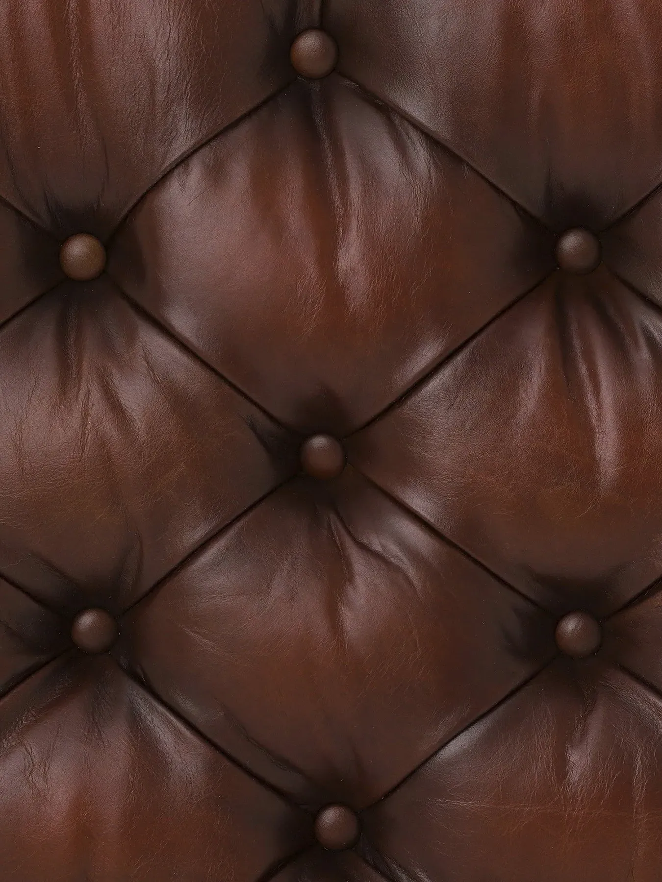 Rectangular Footstool with Studs - Tabac, Leather
