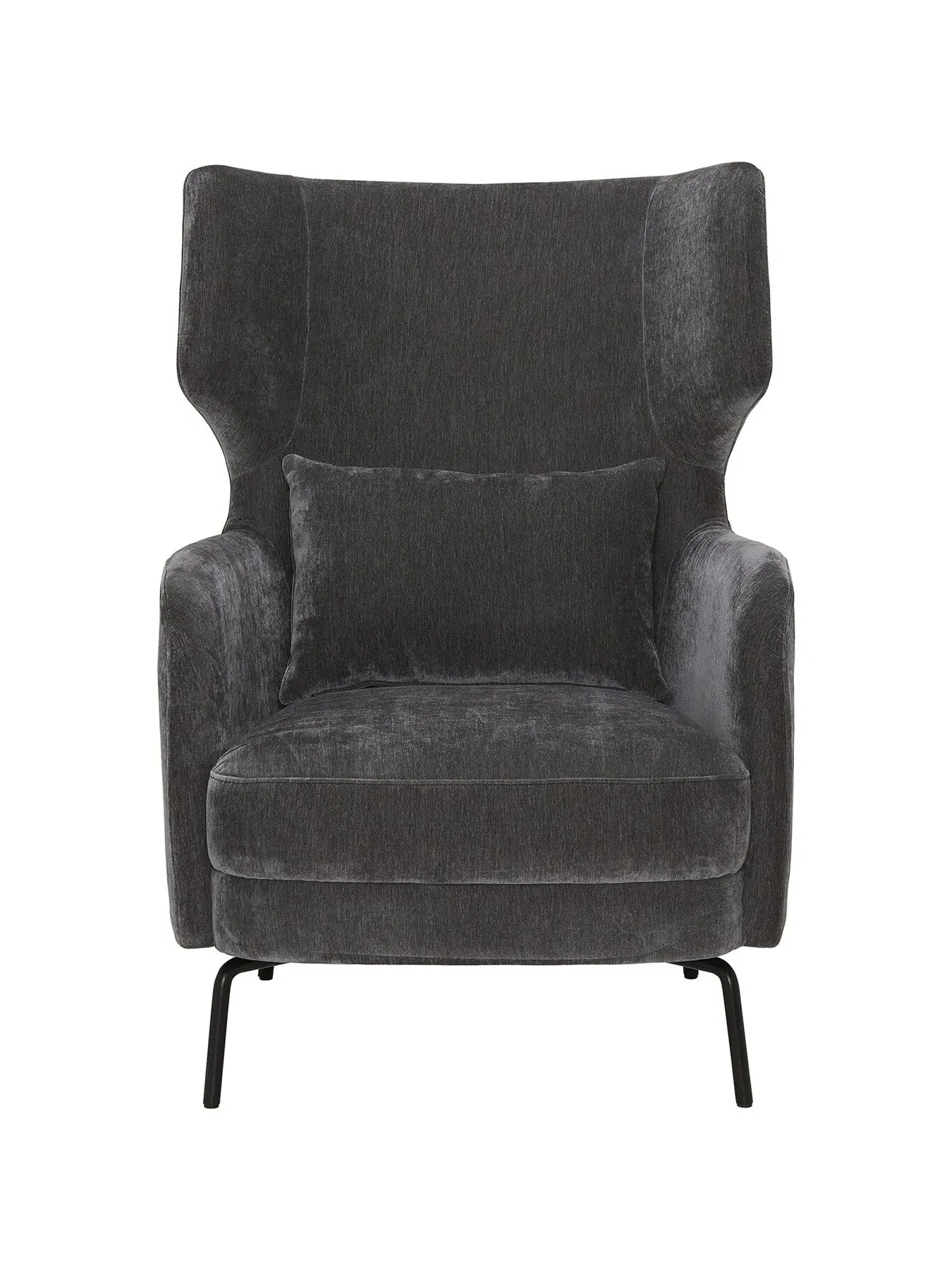 Ribera Armchair with Metal Legs - Grey, Velvet