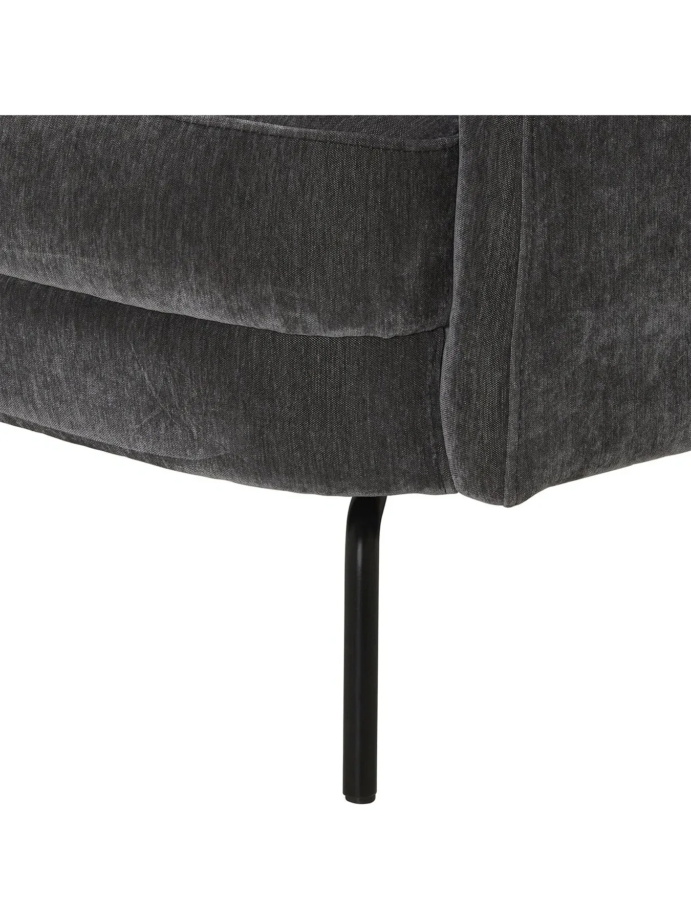 Ribera Armchair with Metal Legs - Grey, Velvet