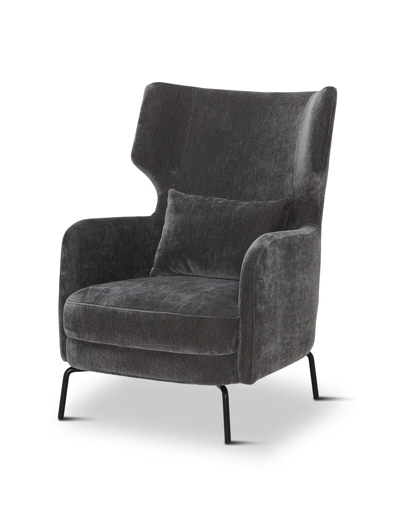 Ribera Armchair with Metal Legs - Grey, Velvet image