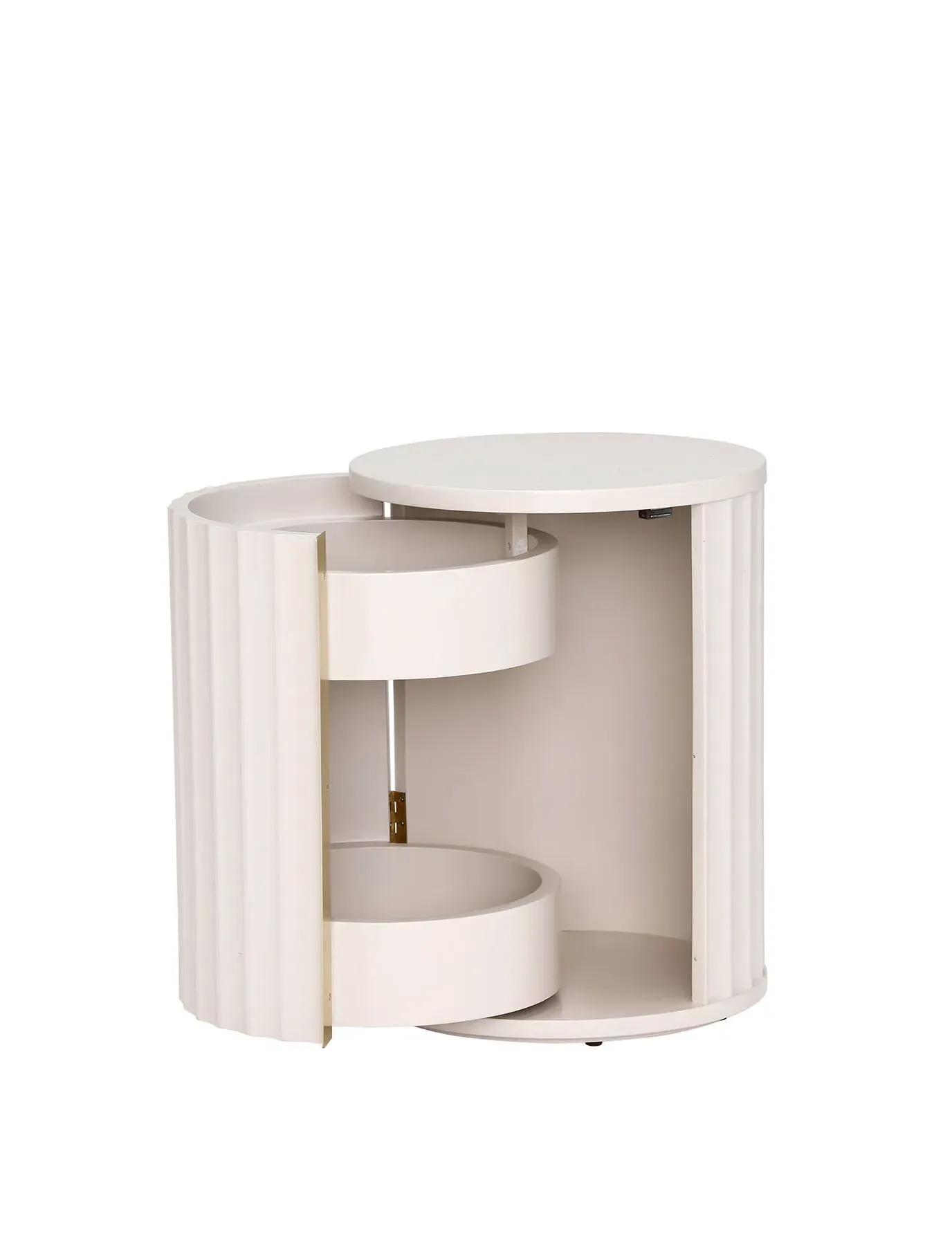 Right Hand Bedside Table - White, Mahogany