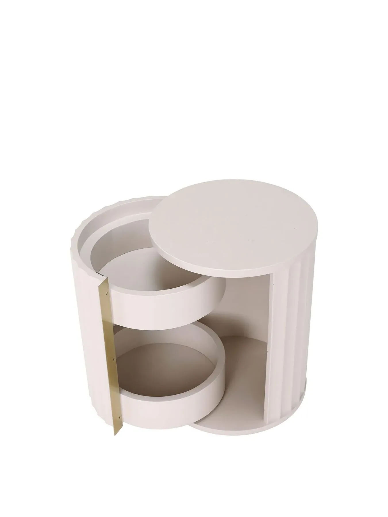 Right Hand Bedside Table - White, Mahogany