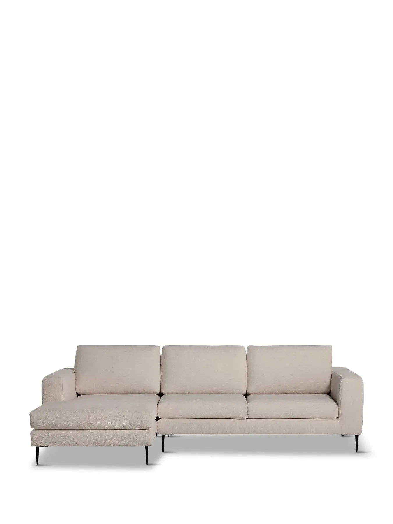 Right Hand Chaise Sofa - Neutral, Boucle Fabric