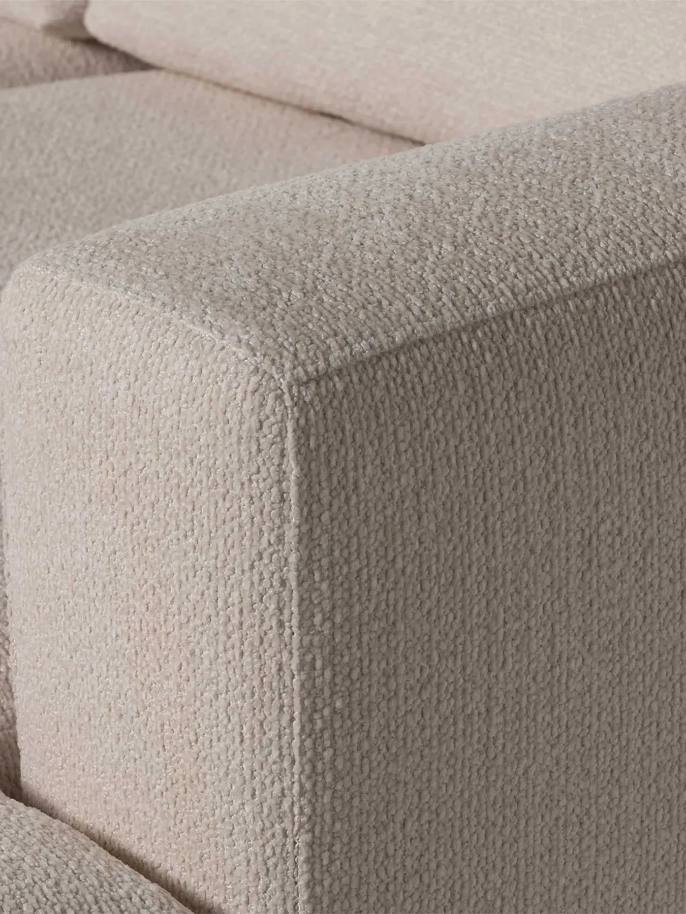 Right Hand Chaise Sofa - Neutral, Boucle Fabric