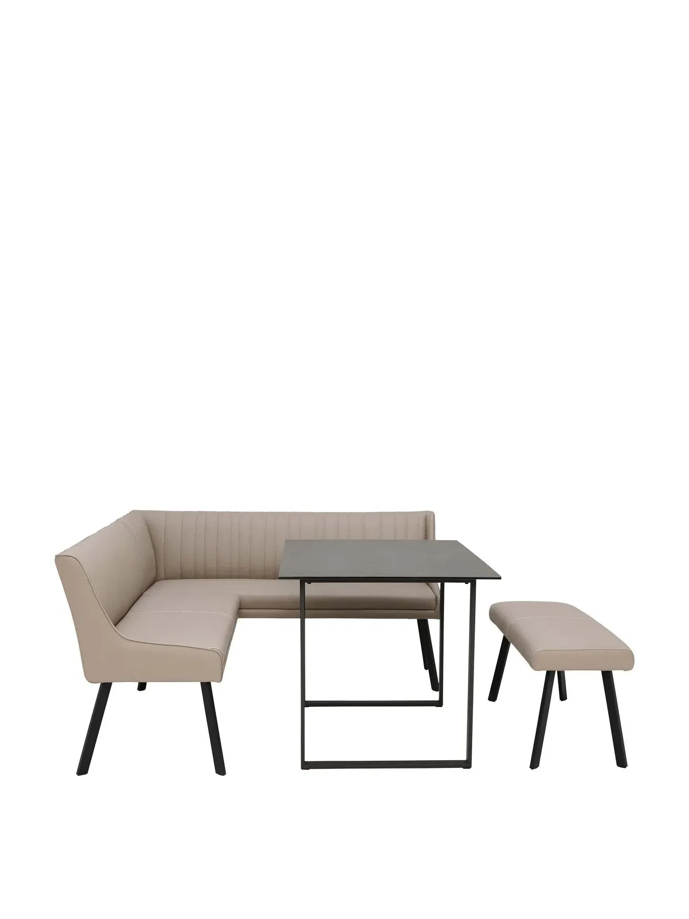 Right Hand Corner Dining Set - Taupe, PU Leather