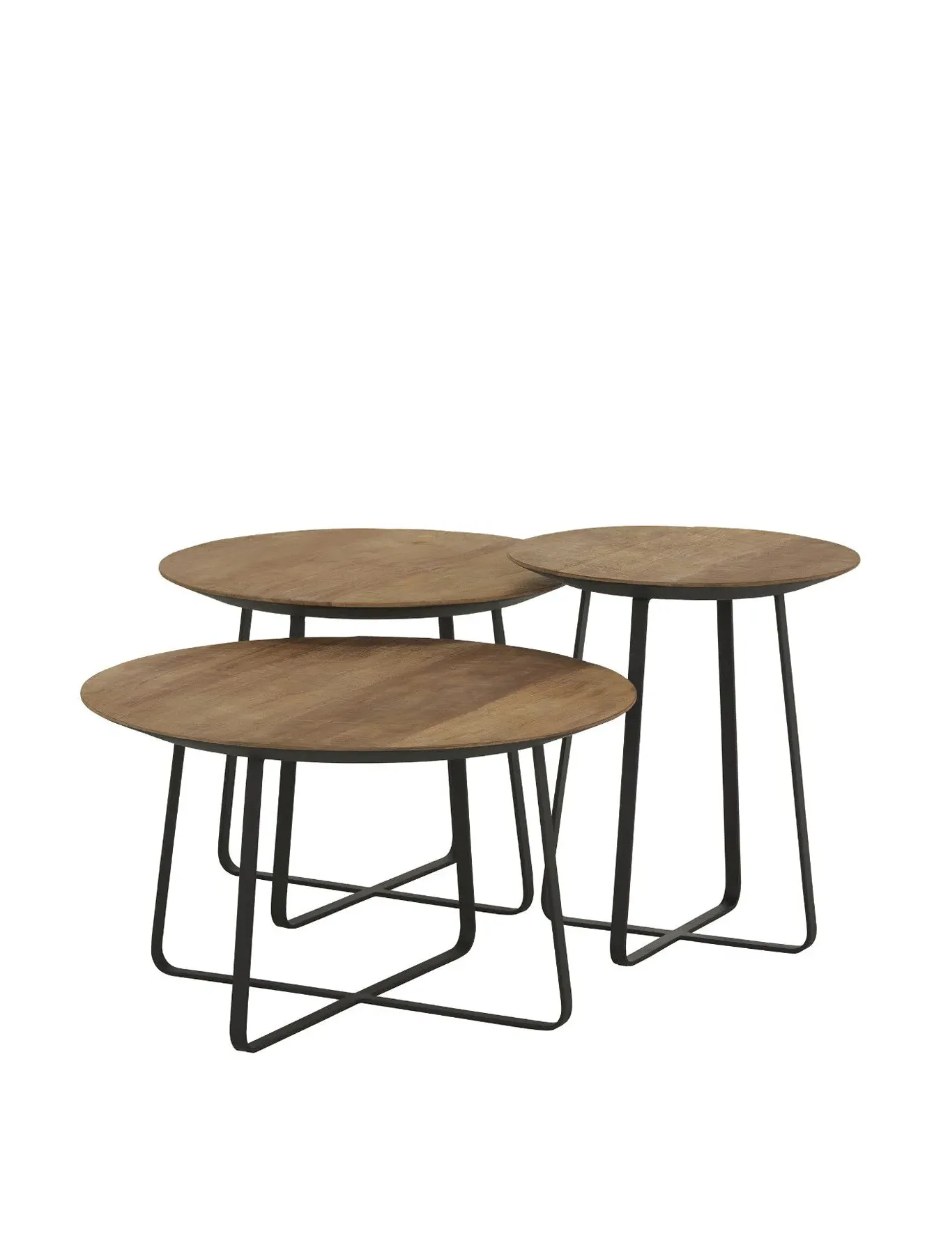 Round Coffee Tables Set of 3 - Brown