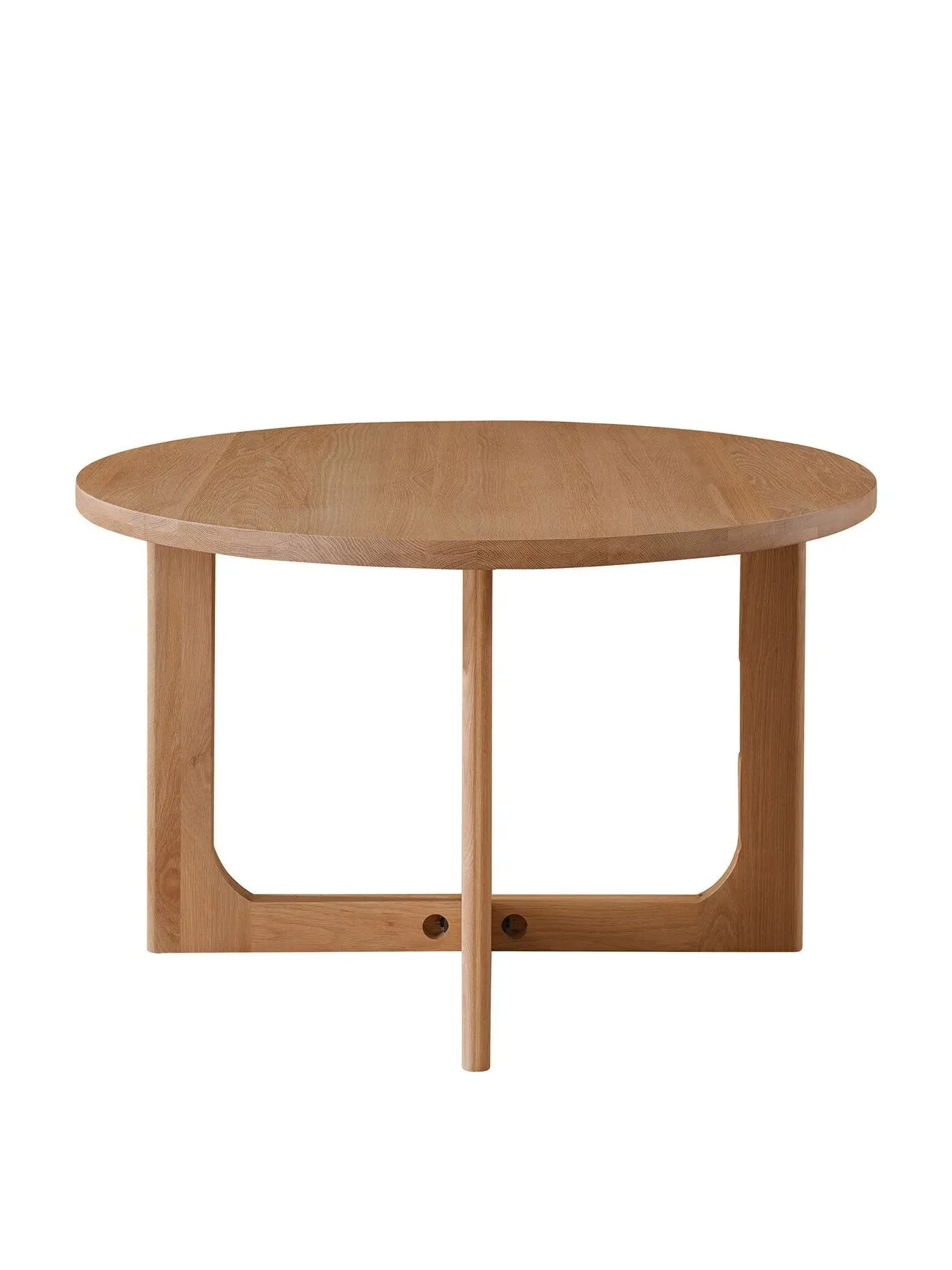Round Dining Table with Cross Base - Neutral, Oak