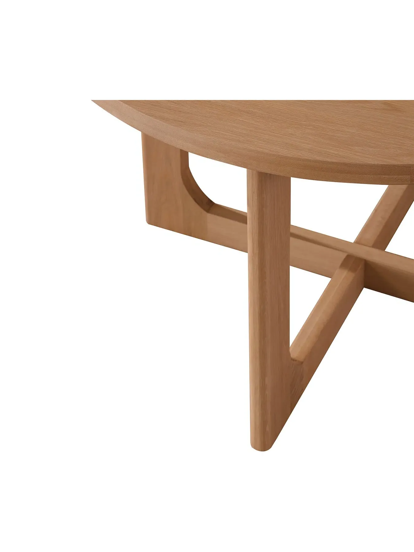 Round Dining Table with Cross Base - Neutral, Oak