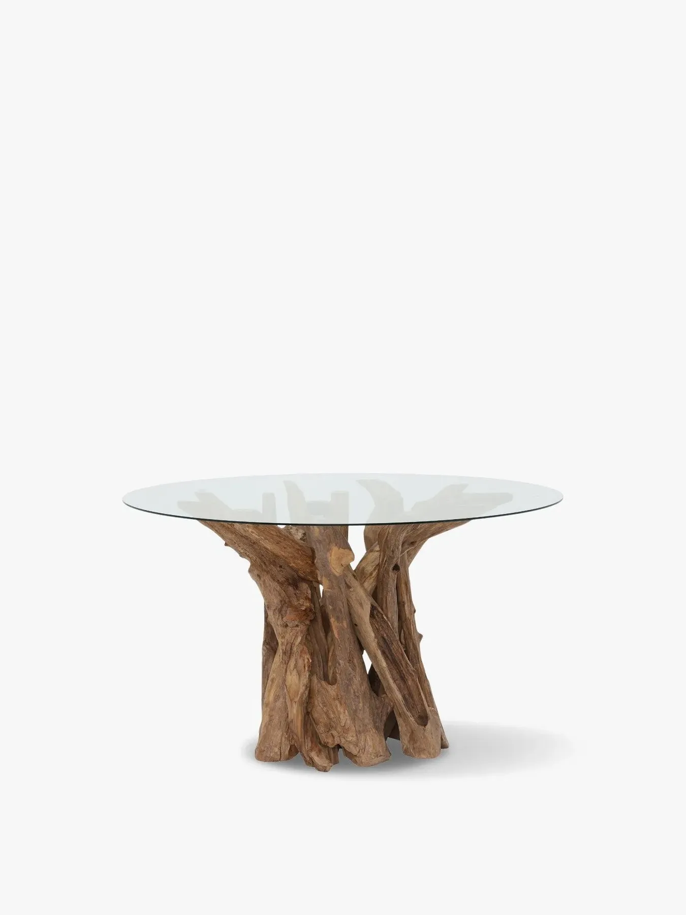 Round Dining Table with Glass Top - Teak image