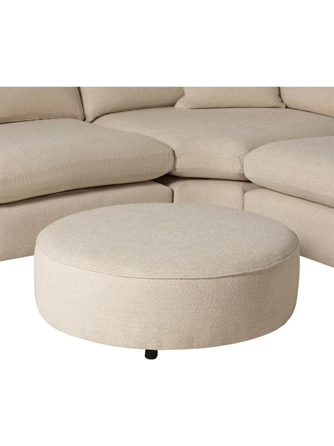 Round Footstool - Neutral, Fabric