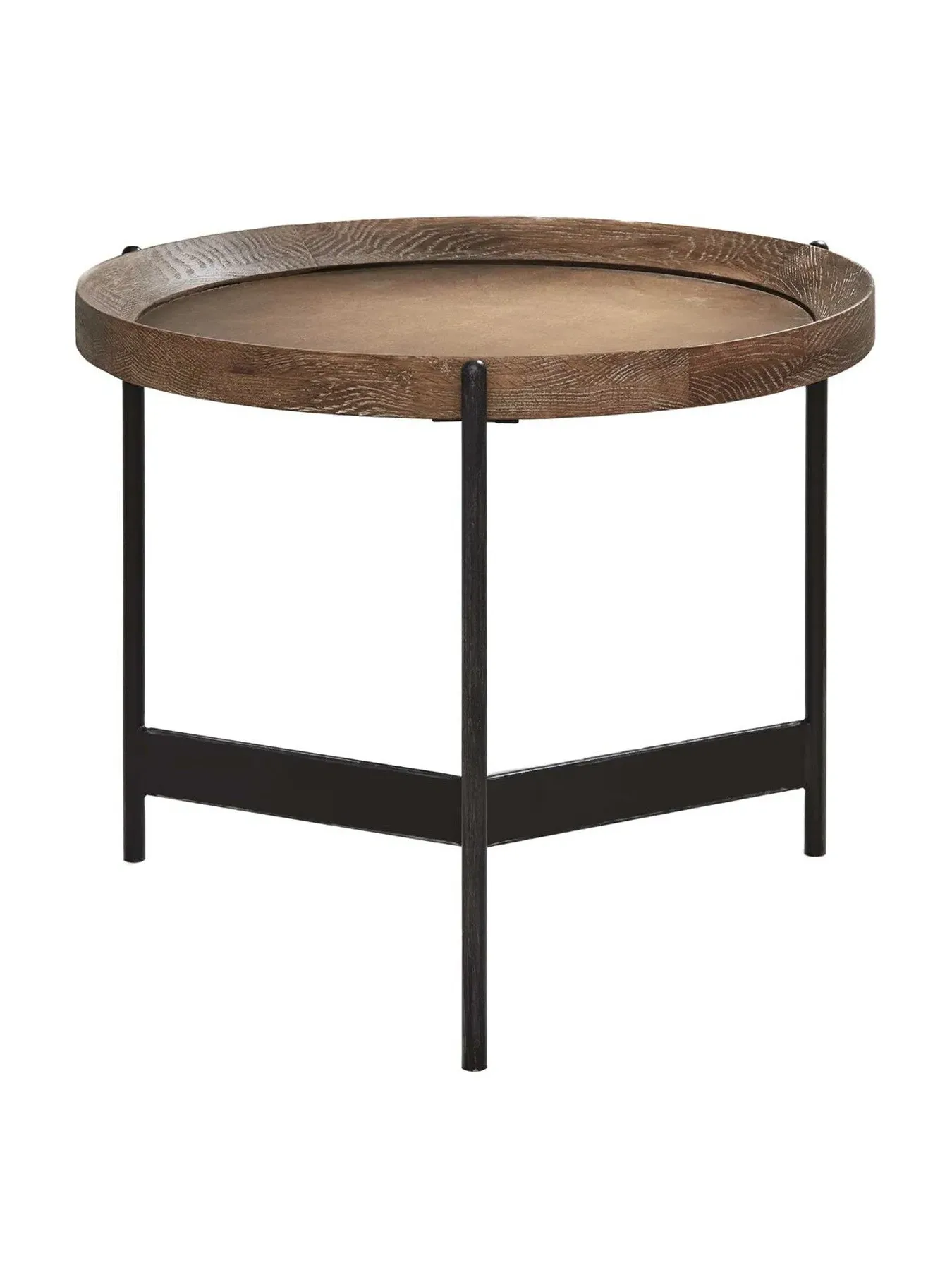 Round Side Table - Brown, Oak Wood